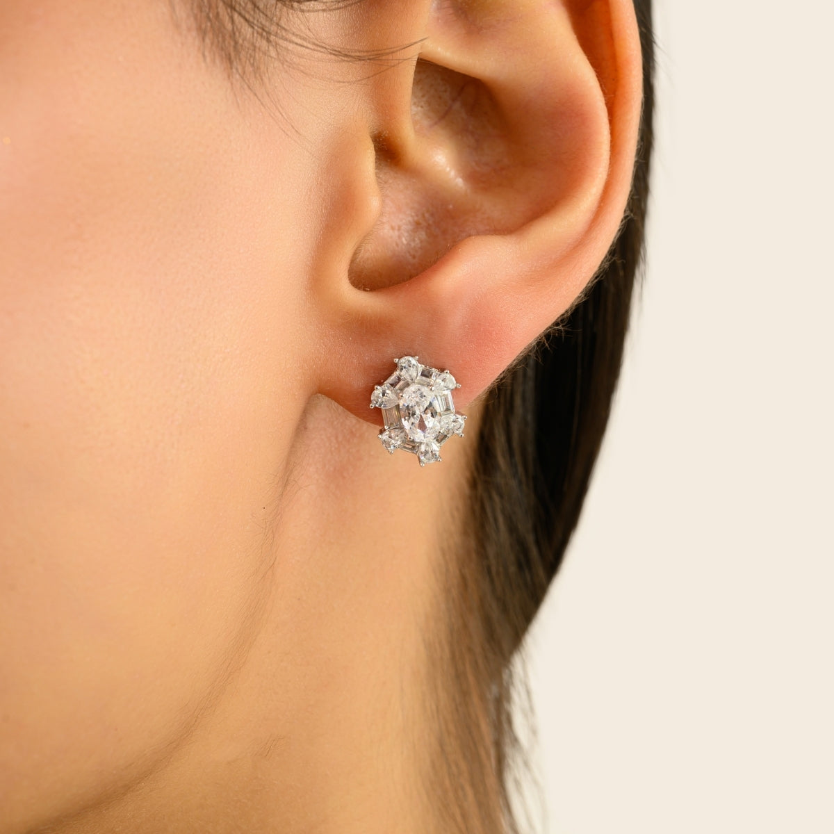 925 Silver White CZ Daily Stud Earrings