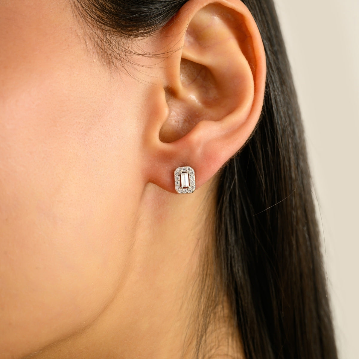 925 Silver White CZ Tiny Stud Earrings