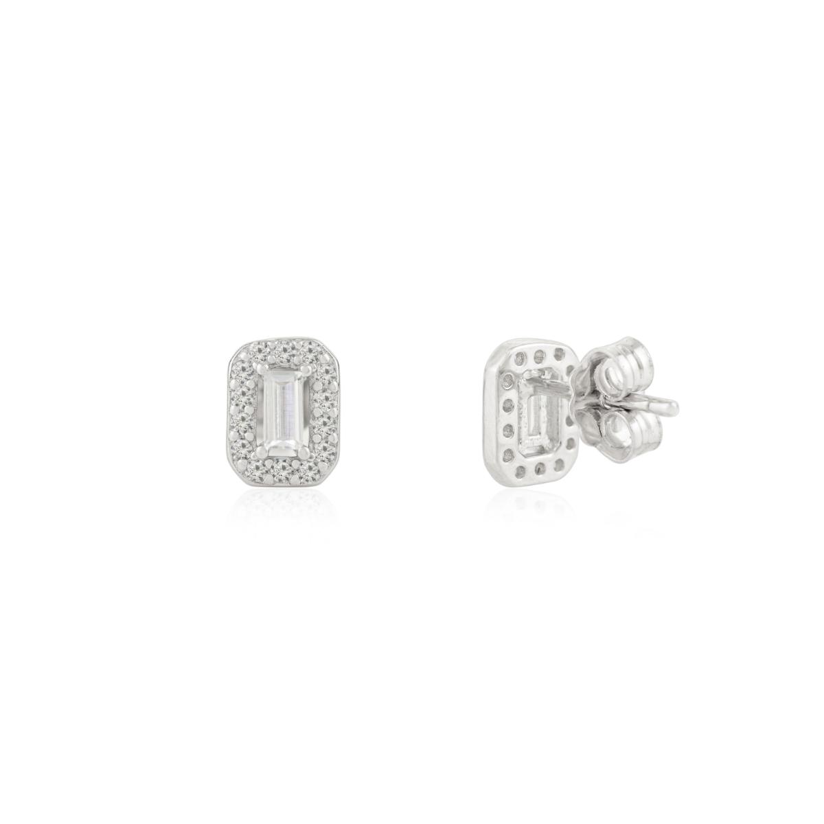 925 Silver White CZ Tiny Stud Earrings