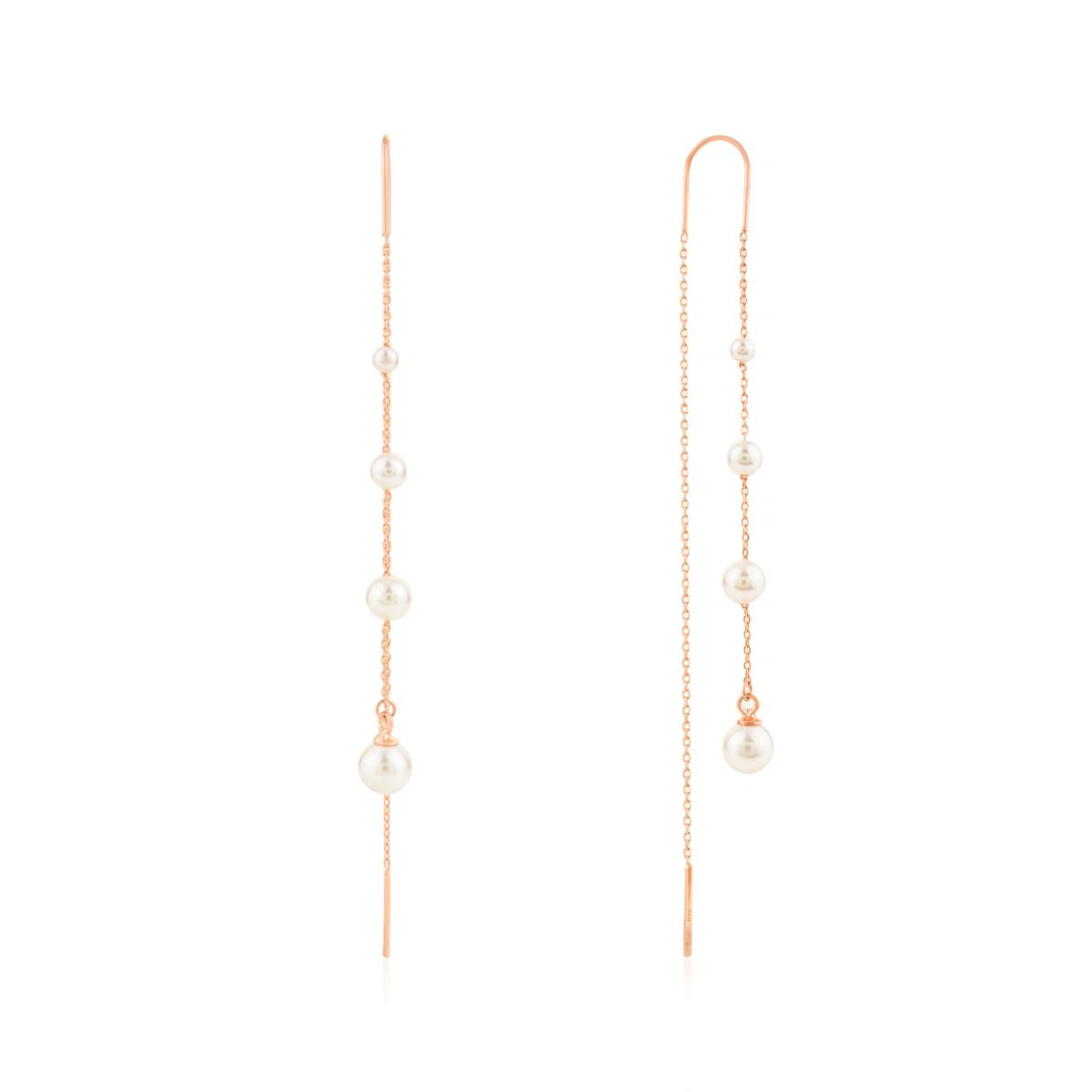 925 Silver Pearl Long Threader Earrings