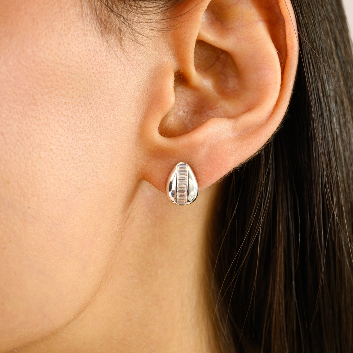 925 Silver White CZ Tiny Stud Earrings