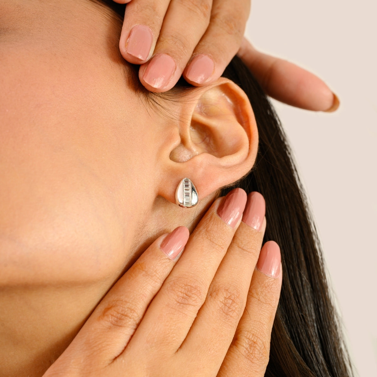 925 Silver White CZ Tiny Stud Earrings