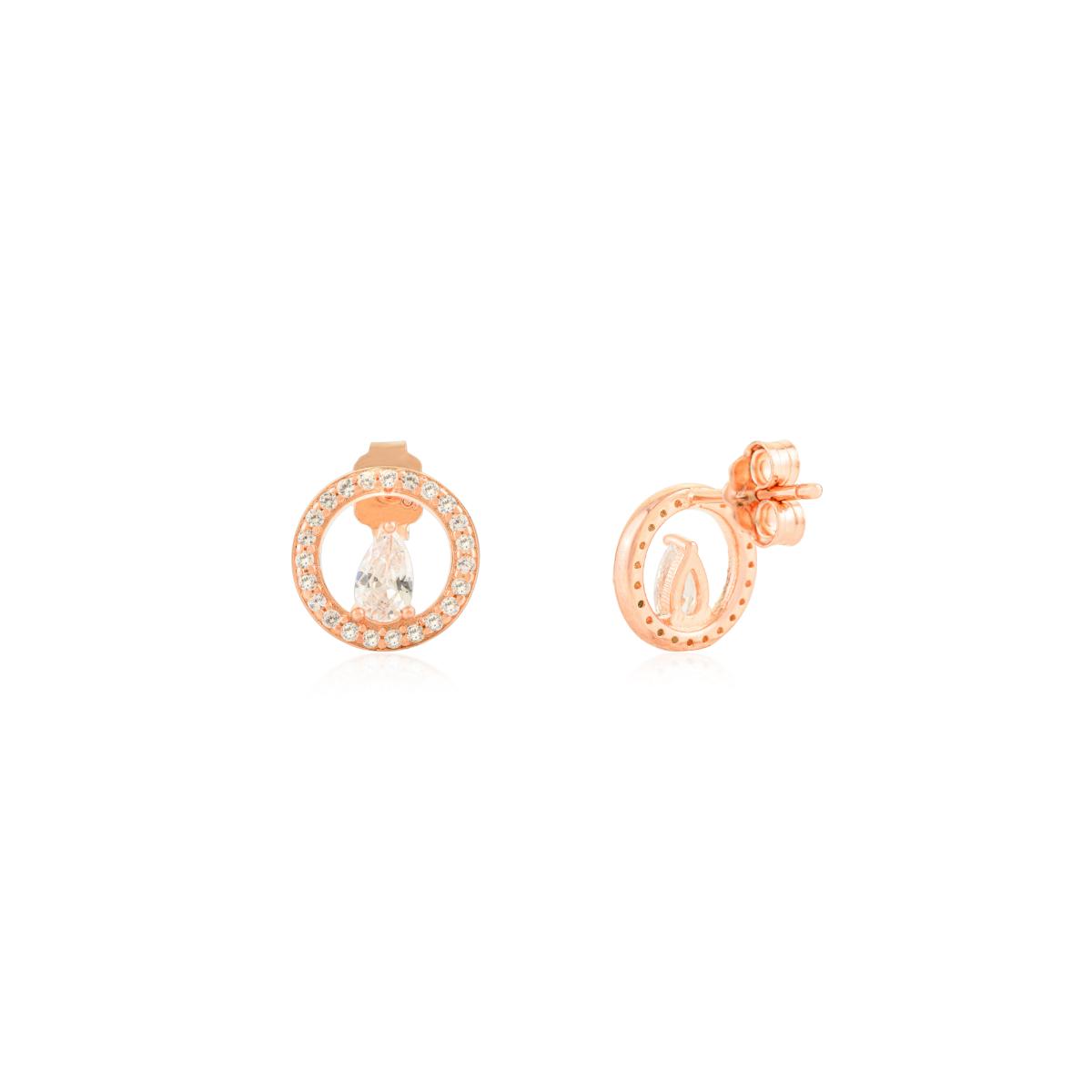 925 Silver White CZ Rose Gold Tiny Stud Earrings