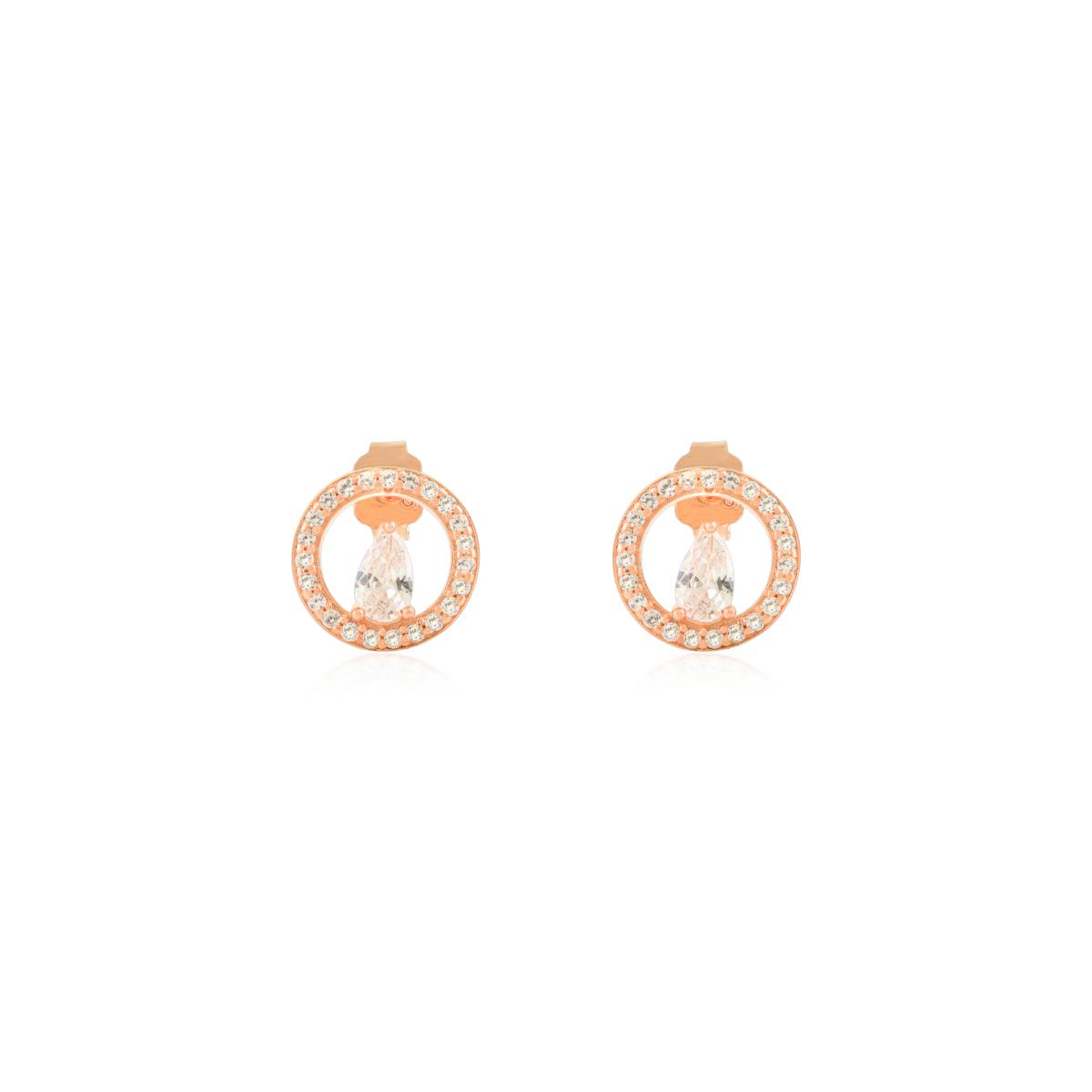 925 Silver White CZ Rose Gold Tiny Stud Earrings