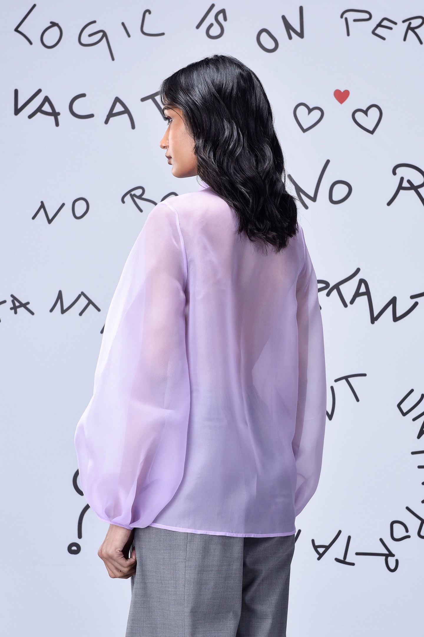 3D Sequence Collar Regular Fit Top- Lavender