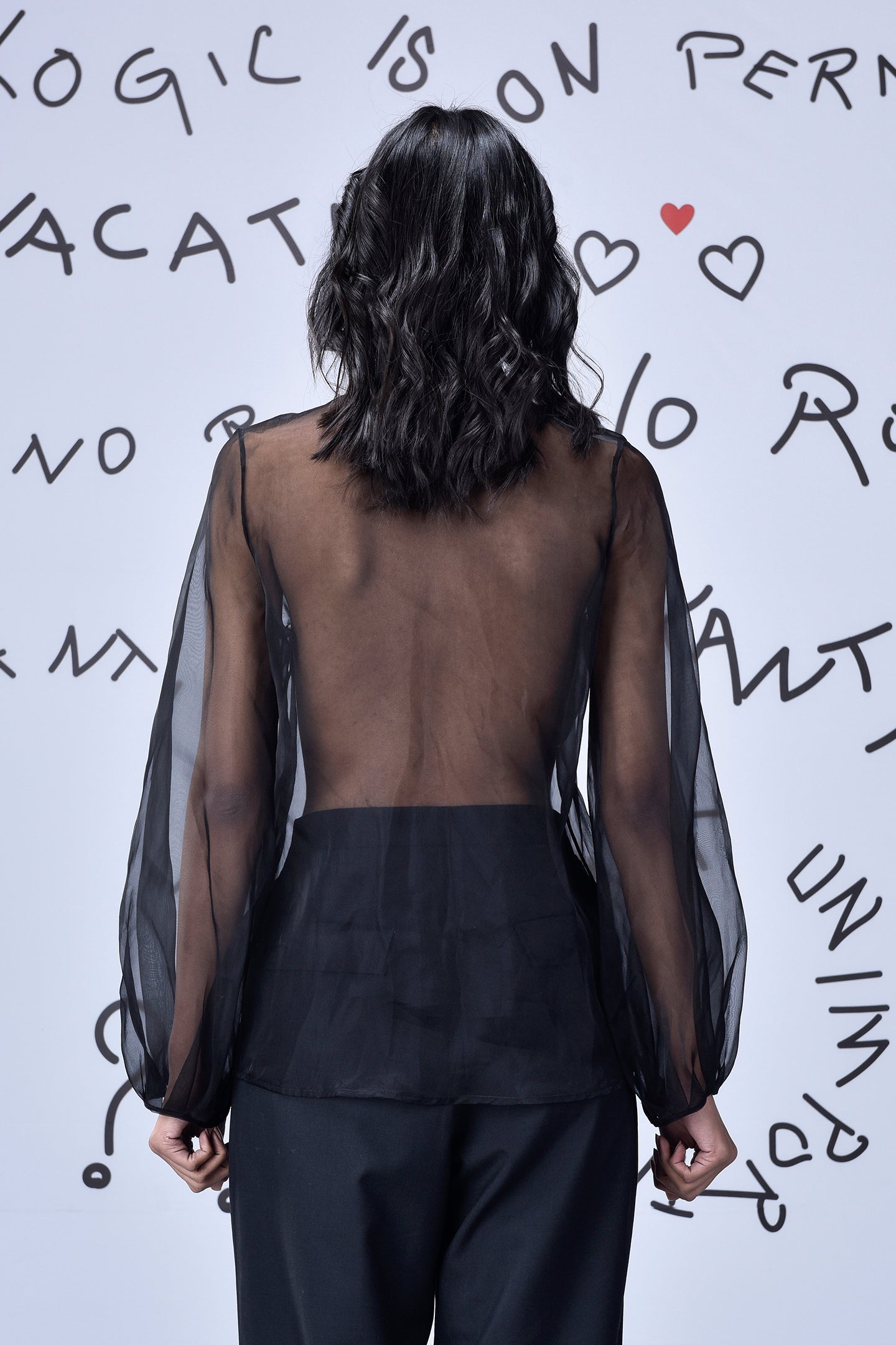 3D Sequence Collar Regular Fit Top - Black