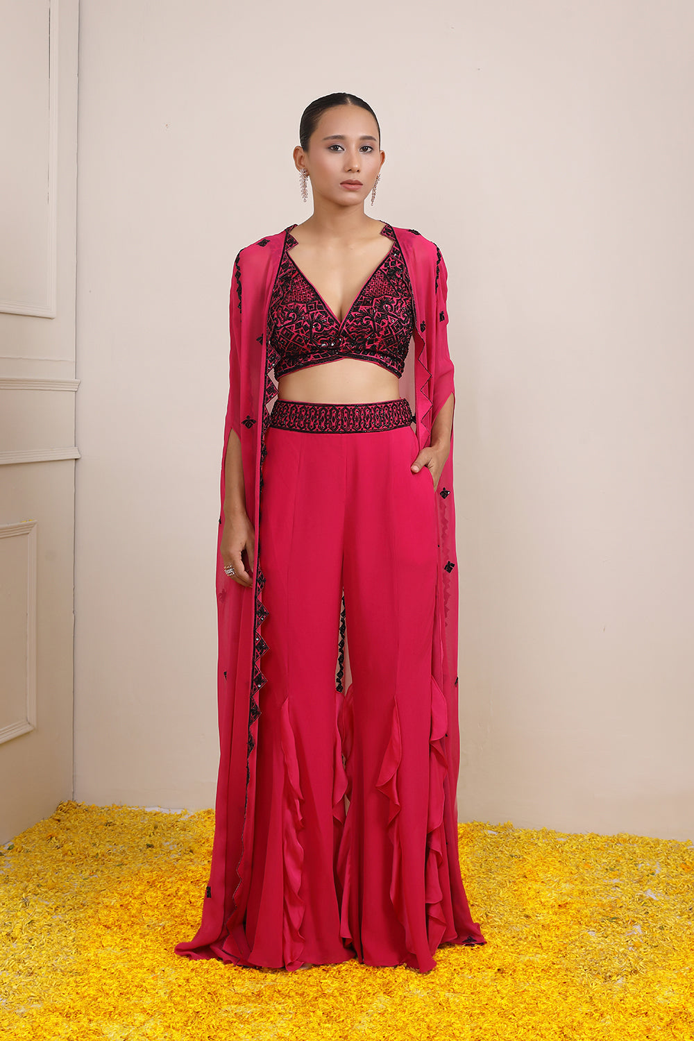 Elaya Sharara Cape Set - Auraya Fashion