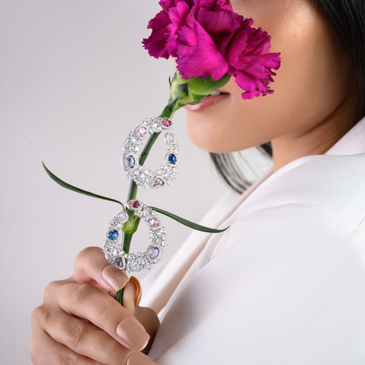 925 Silver Art Deco Earrings with Multicolored CZ Diamond Crystals