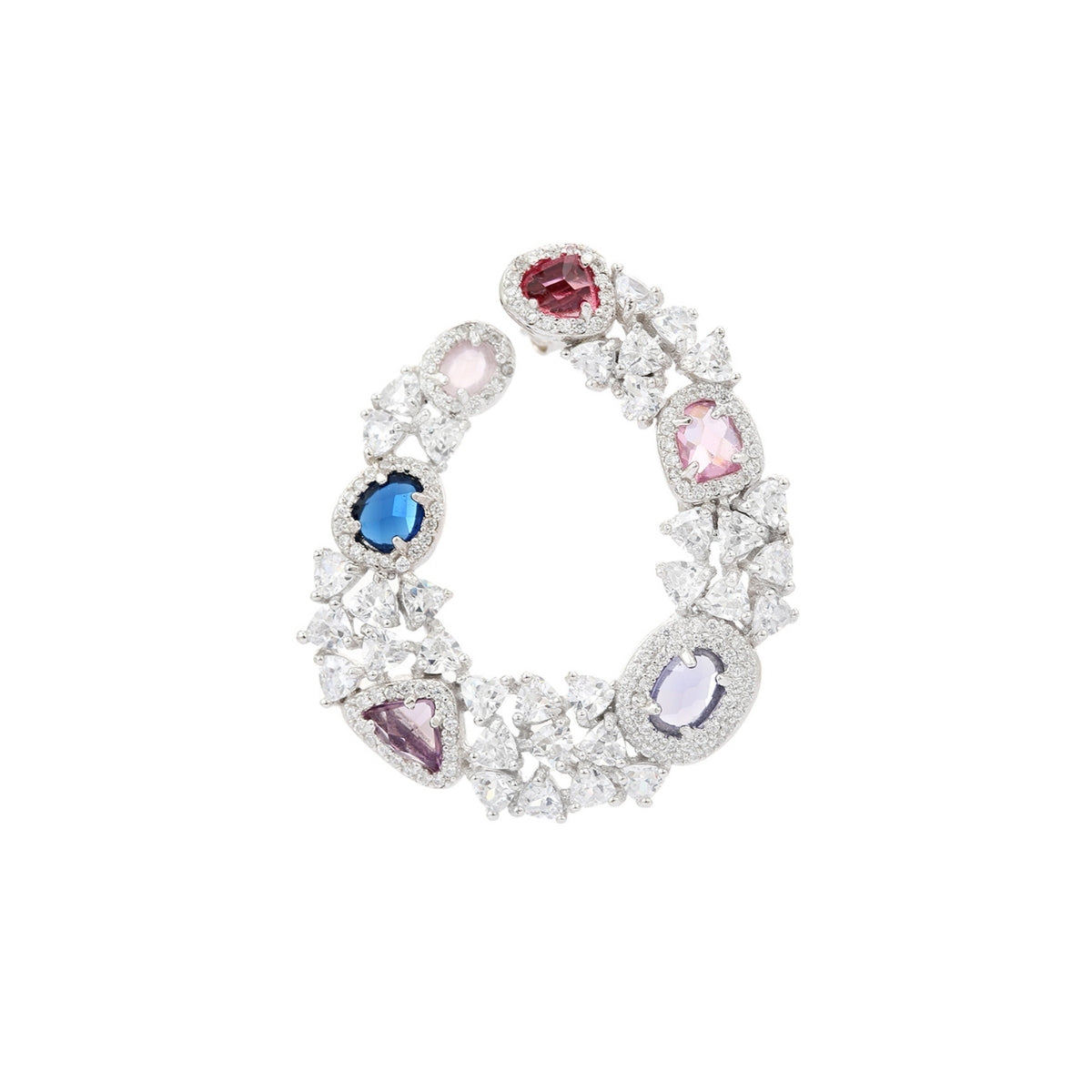 925 Silver Art Deco Earrings with Multicolored CZ Diamond Crystals