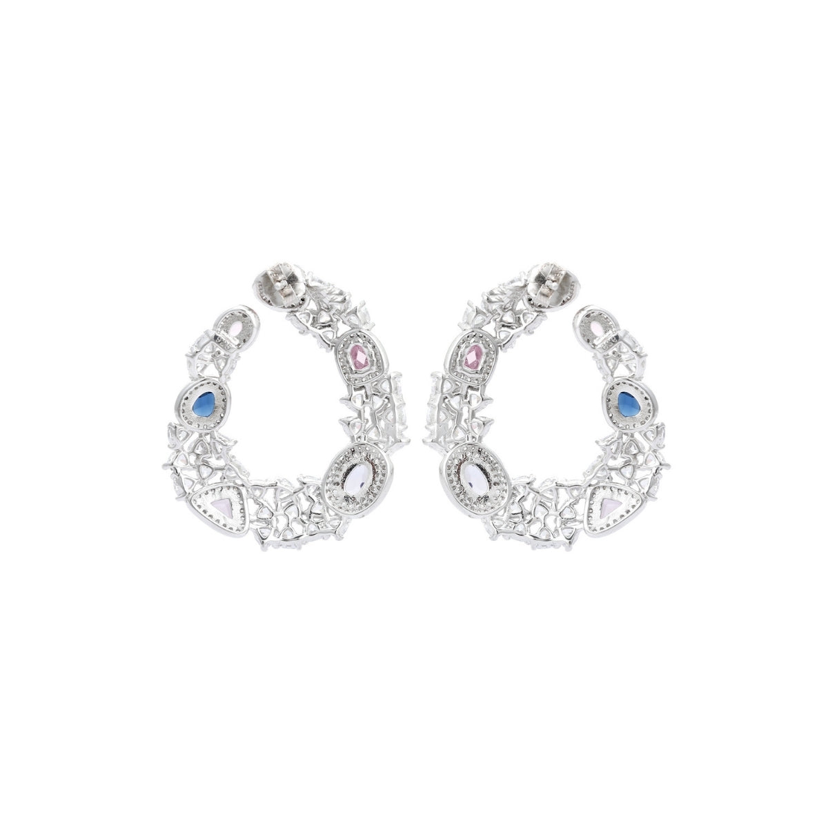 925 Silver Art Deco Earrings with Multicolored CZ Diamond Crystals