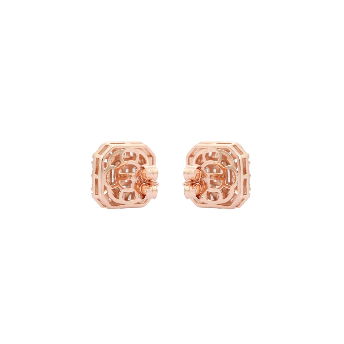925 Silver Trendy Square Baguette Diamond Stud Earrings for Women