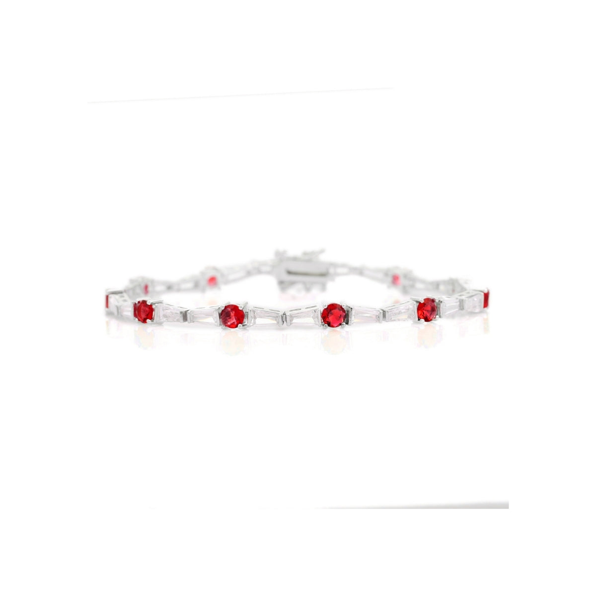 925 Silver Tennis Bracelets for Women - Green, Red, and Blue CZ Diamonds