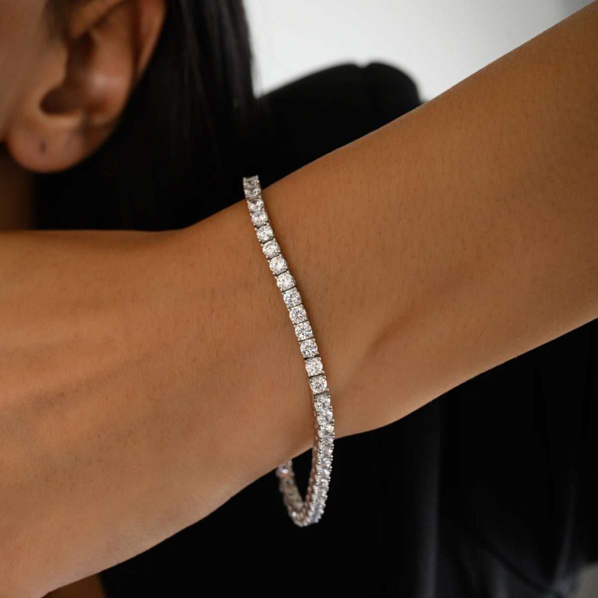925 Silver Solitaire CZ Diamond Tennis Bracelet for Women