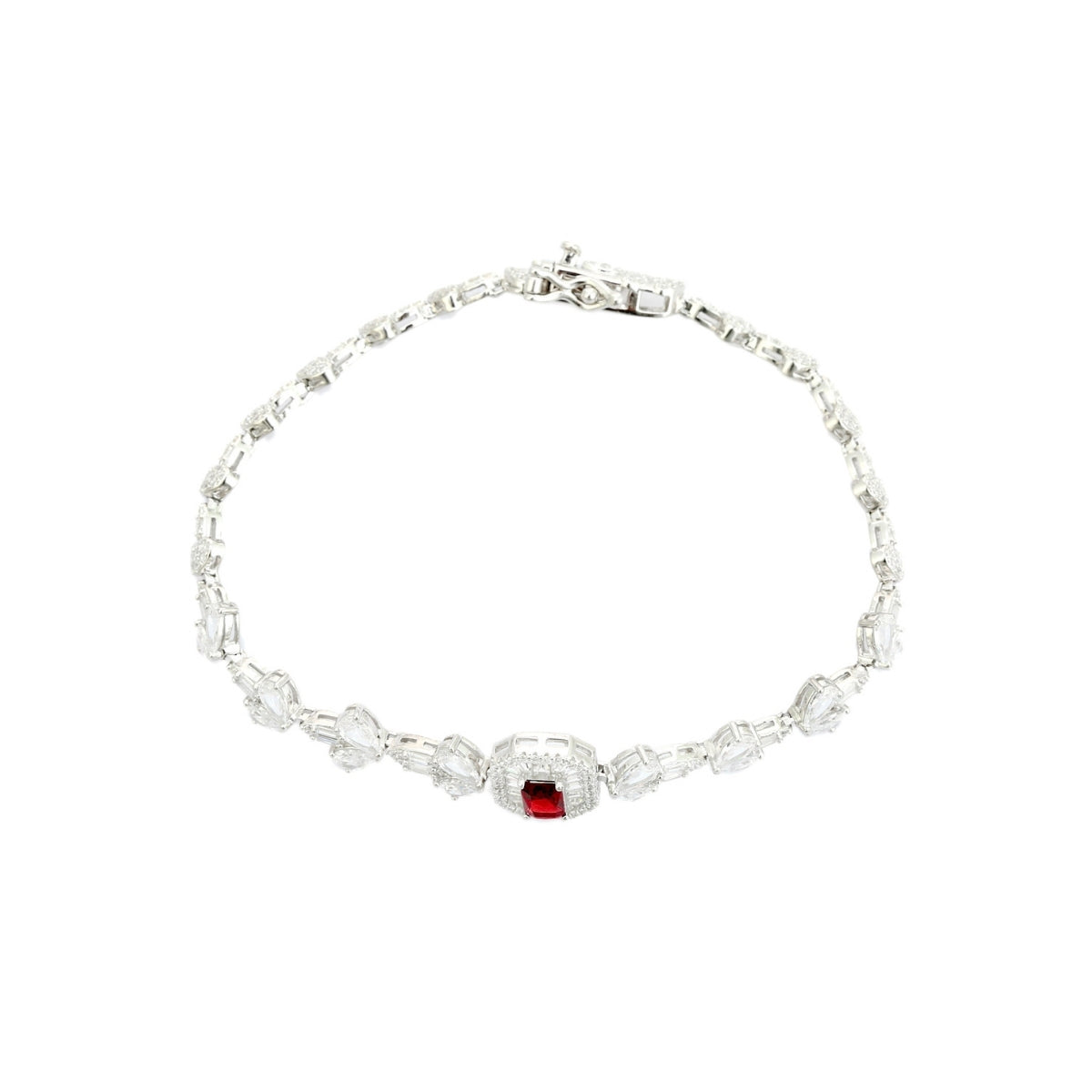 925 Silver Tennis Bracelets for Women - Emerald Cut Blue, Red, and Green CZ Diamonds