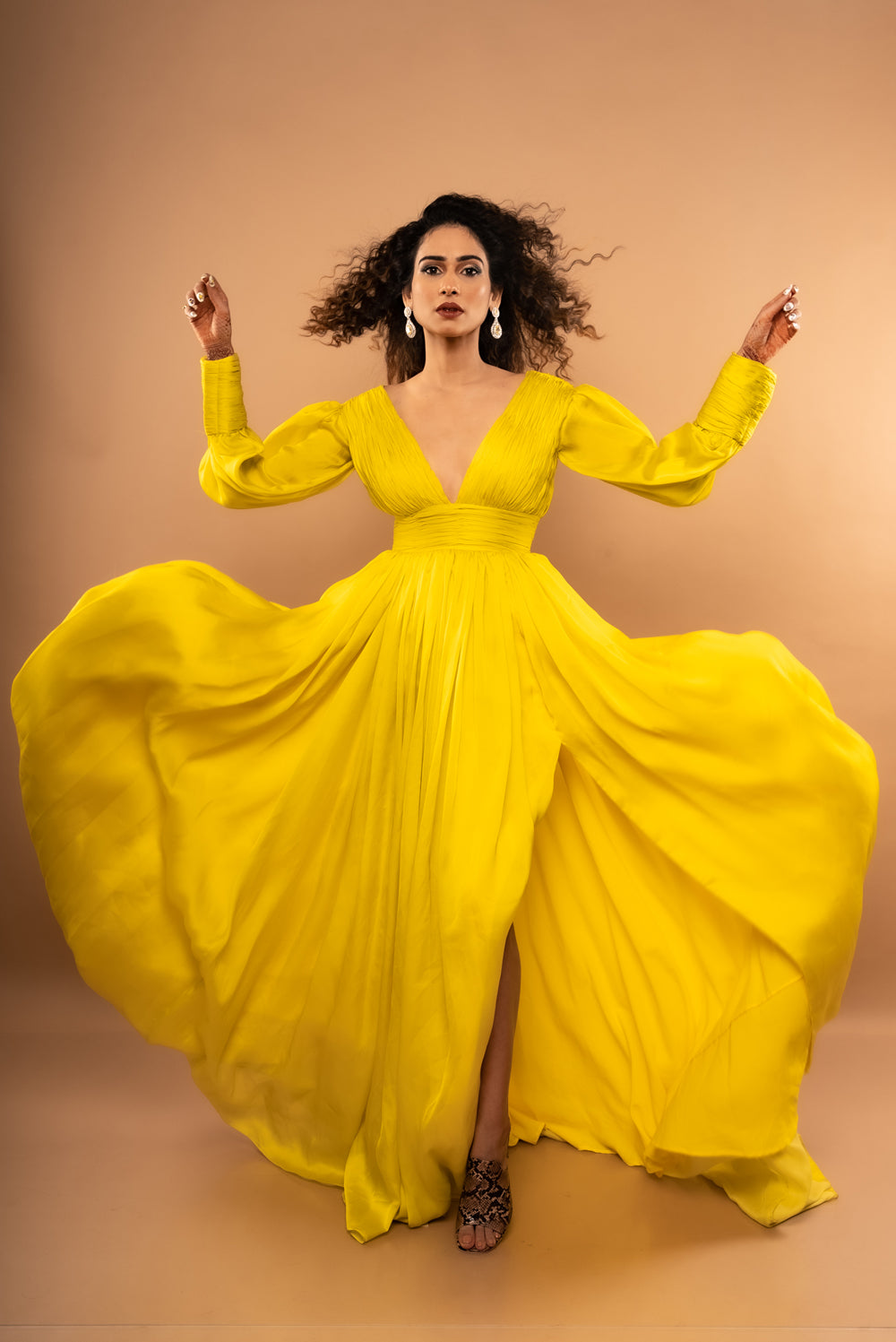 Lime Yellow Gown - Auraya Fashion -  - #tag1# - #tag2# - #tag3# - #tag3#
