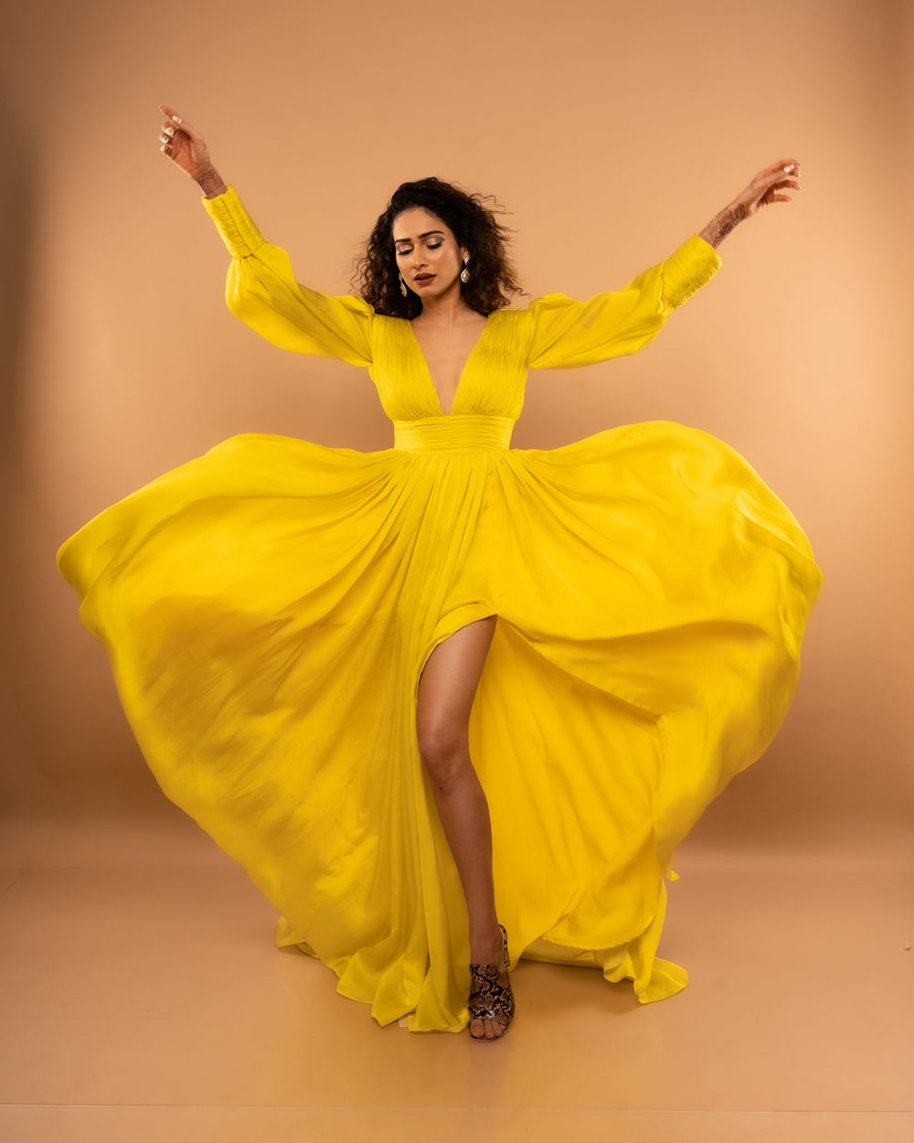 Lime Yellow Gown - Auraya Fashion -  - #tag1# - #tag2# - #tag3# - #tag3#