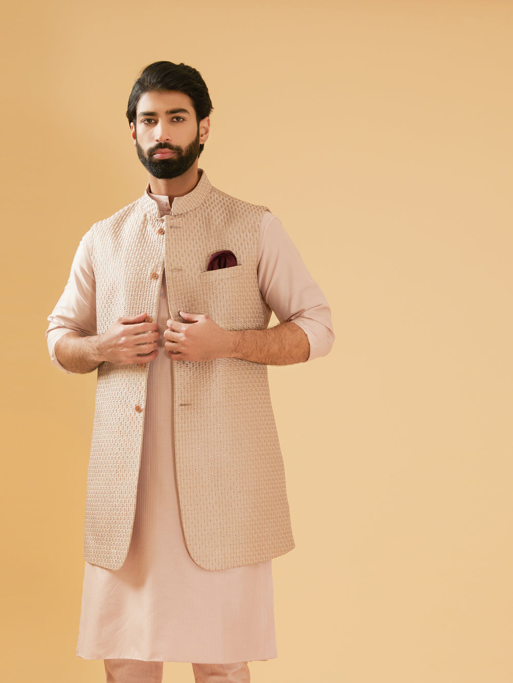 Zari And Sequence Embroidered Long Waistcoat