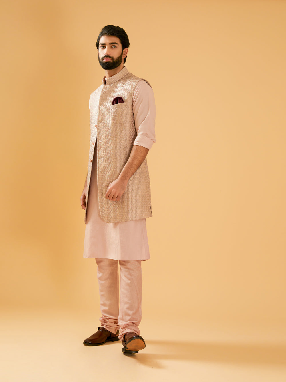 Zari And Sequence Embroidered Long Waistcoat