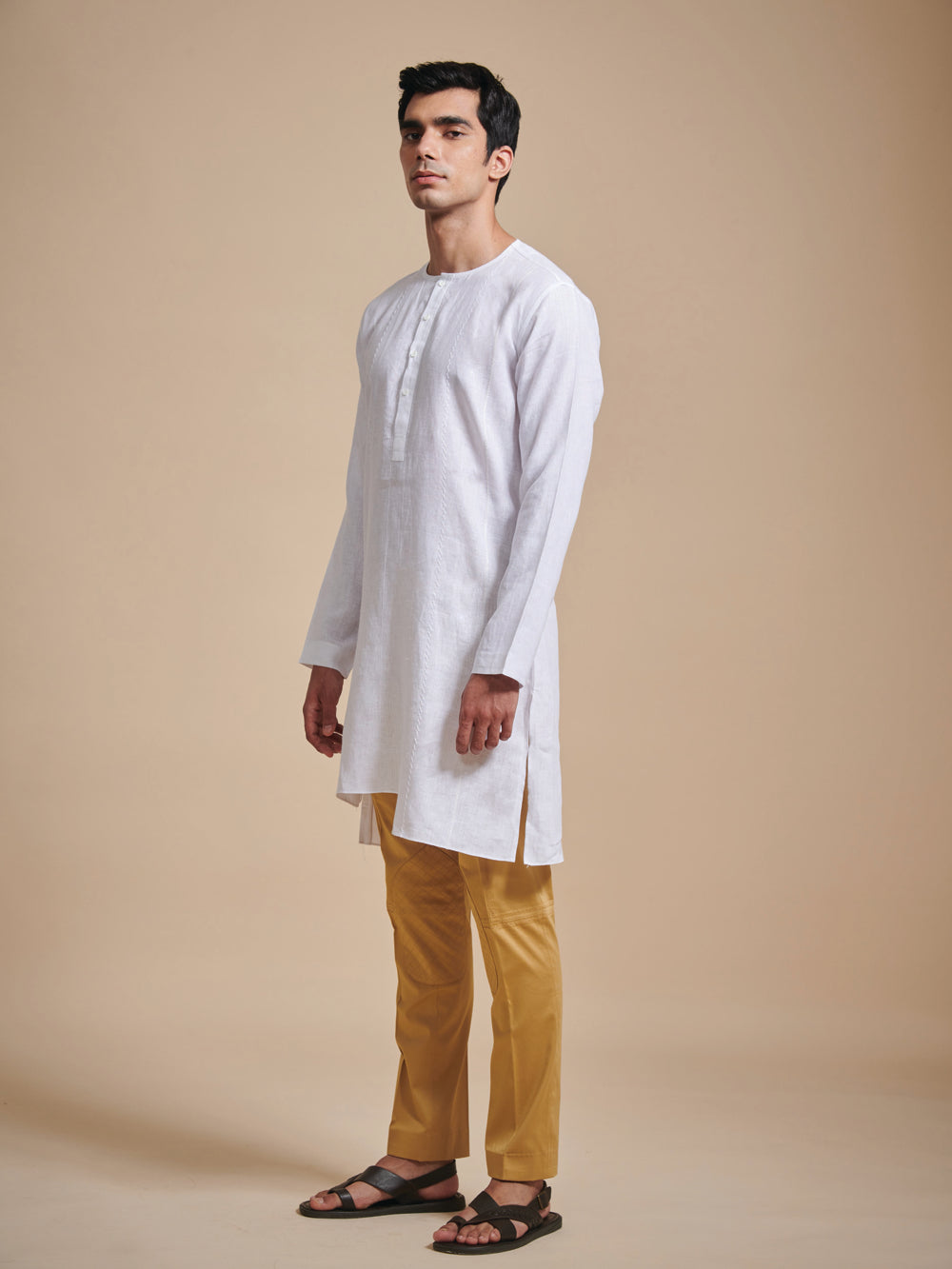 The Irregular Embroidery Round Neck Kurta - Auraya Fashion -  - #tag1# - #tag2# - #tag3# - #tag3#