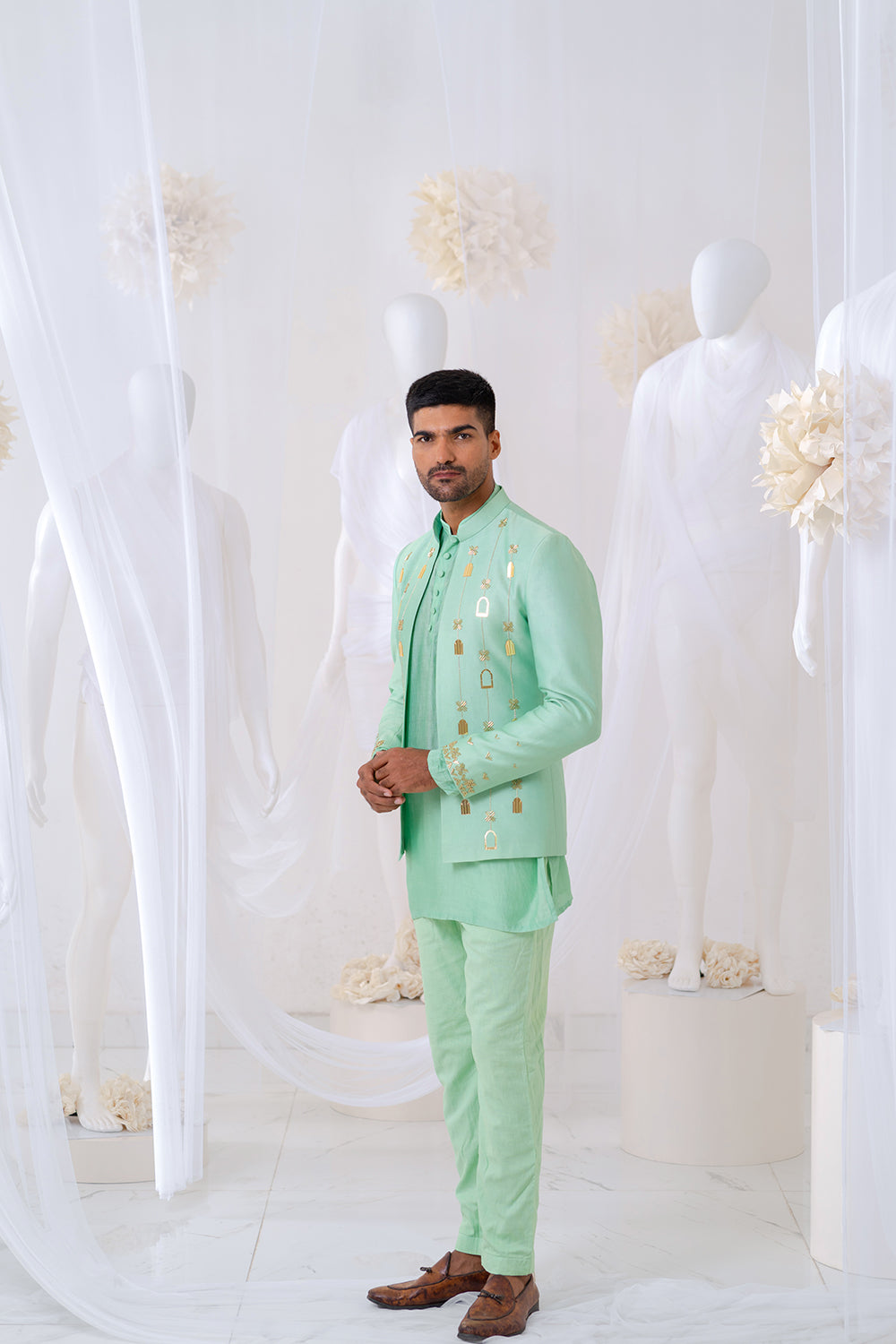 Mint Khidki Jodhpuri Set - Auraya Fashion - Runit Gupta - #tag1# - #tag2# - #tag3# - #tag3#