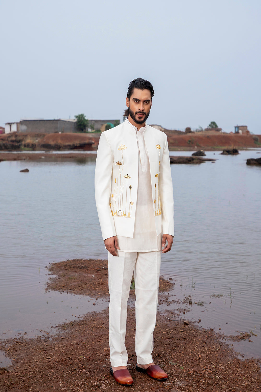 Ivory Bloom Jodhpuri Set - Auraya Fashion - Runit Gupta - #tag1# - #tag2# - #tag3# - #tag3#