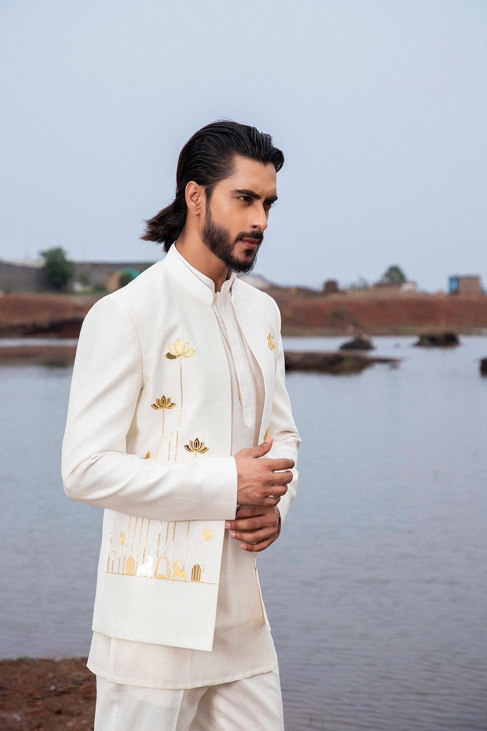 Ivory Bloom Jodhpuri Set - Auraya Fashion -  - #tag1# - #tag2# - #tag3# - #tag3#