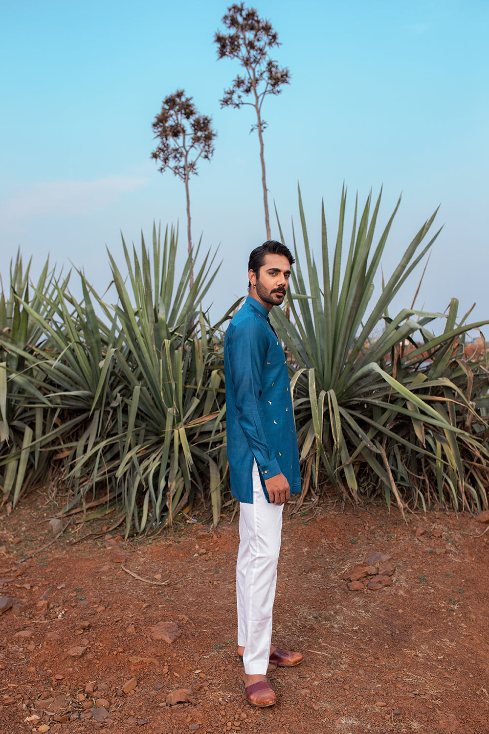 Navy Blue Abstract Short Kurta Set