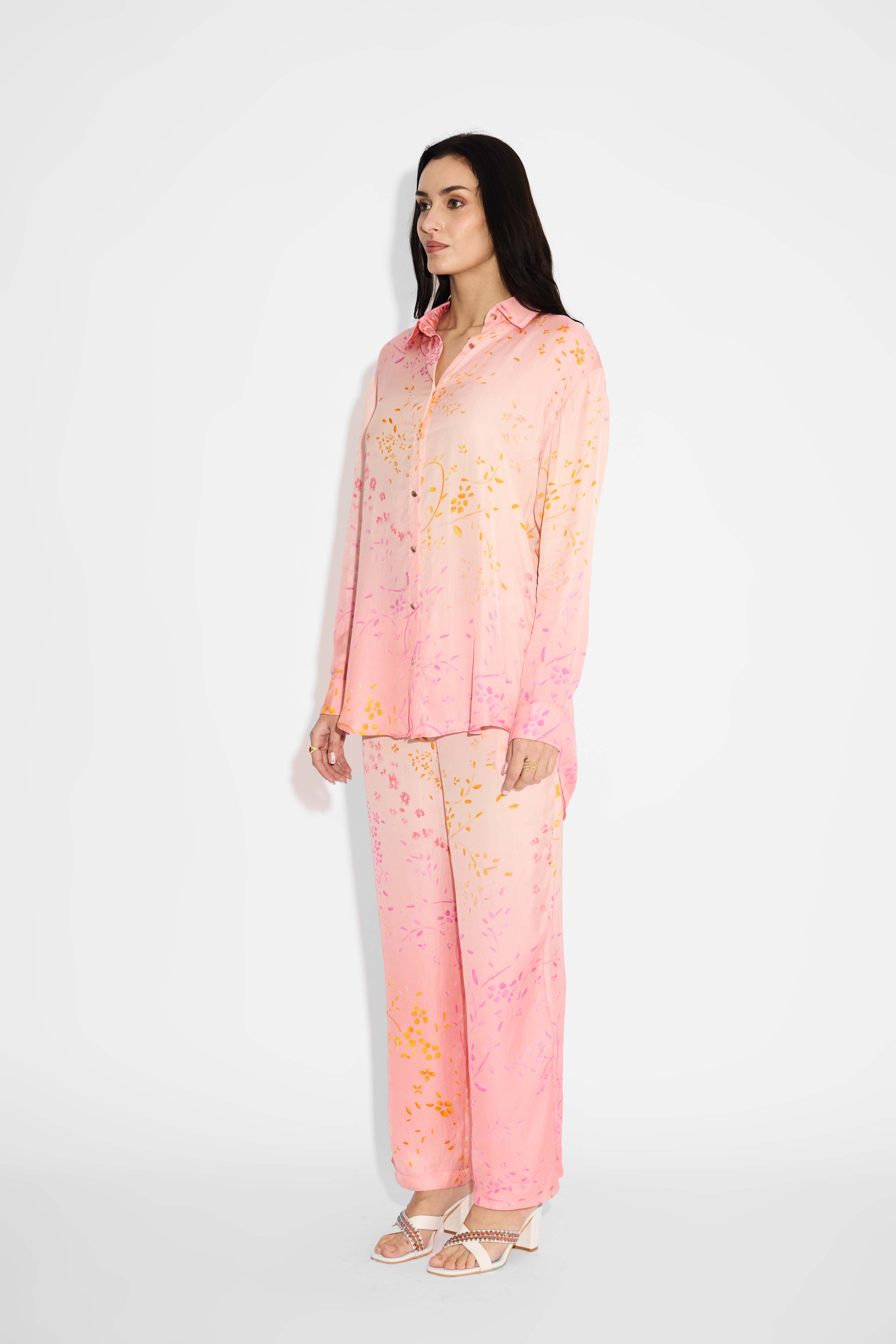 Pink Ombre Floral High Low Set