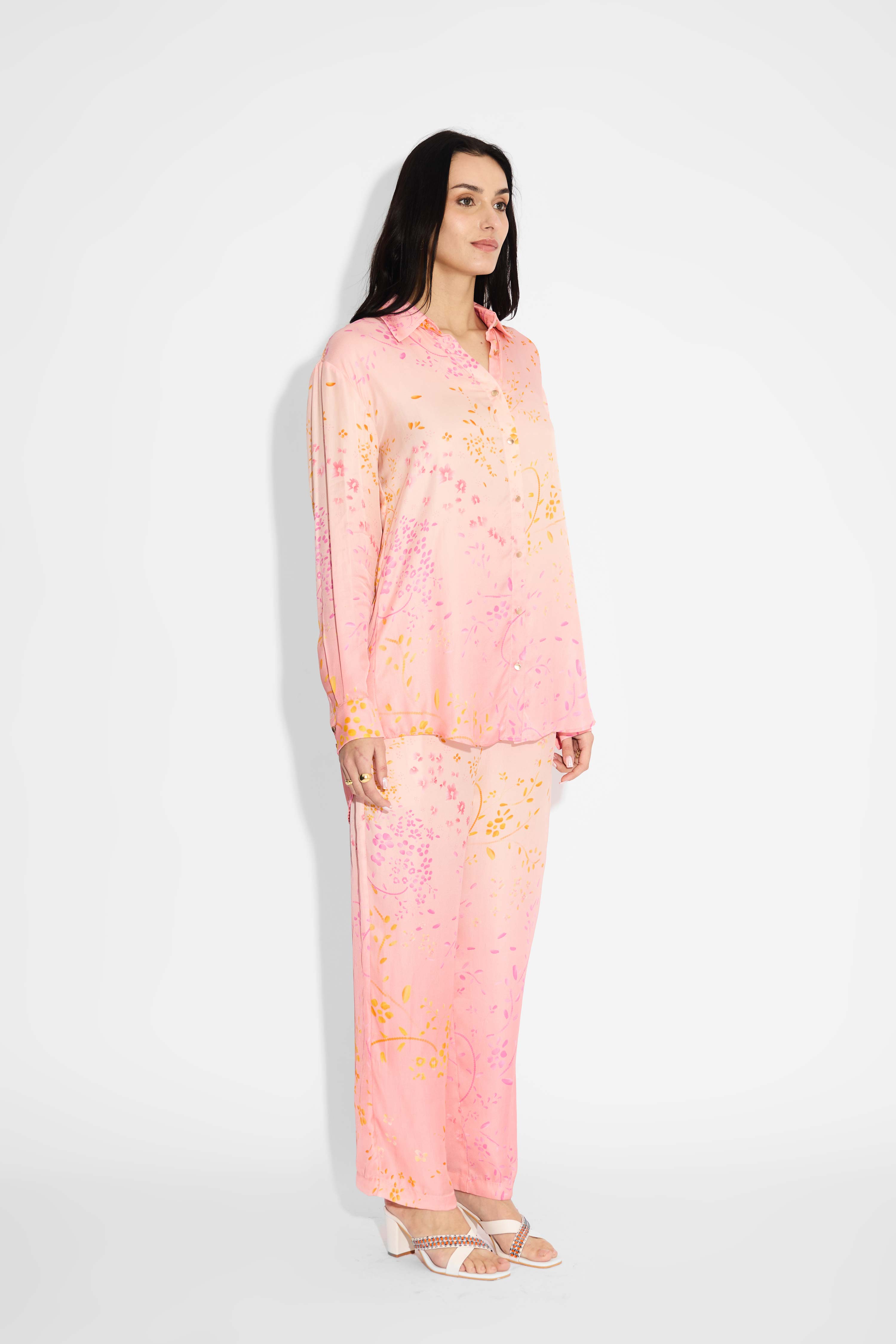Pink Ombre Floral High Low Set