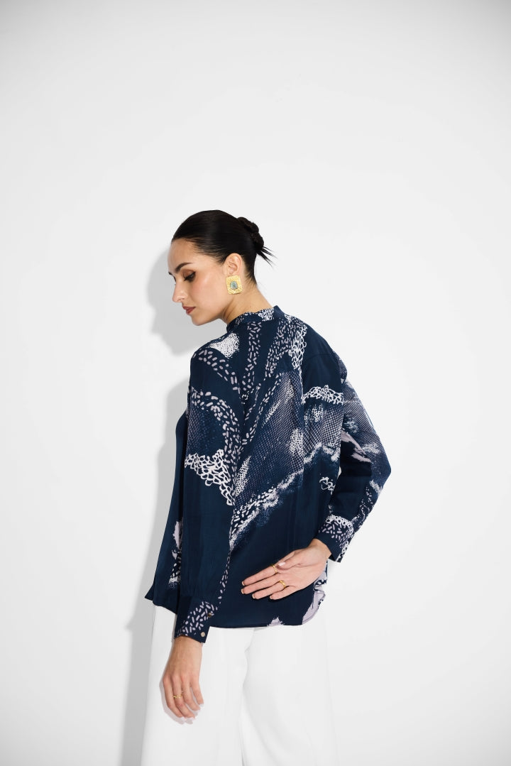 amorphous Blue pintuck shirt