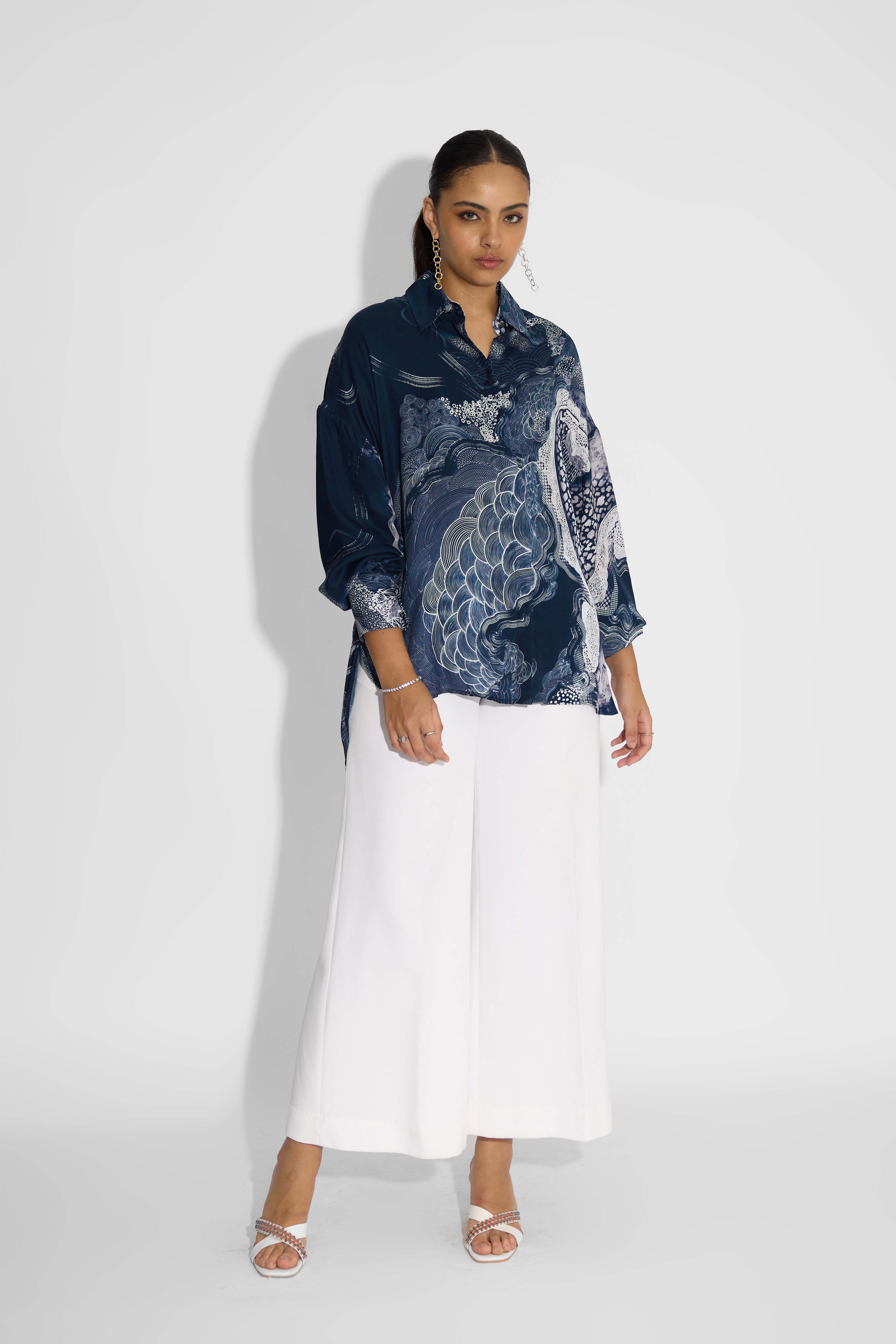 Blue Amorphous Print  Shirt