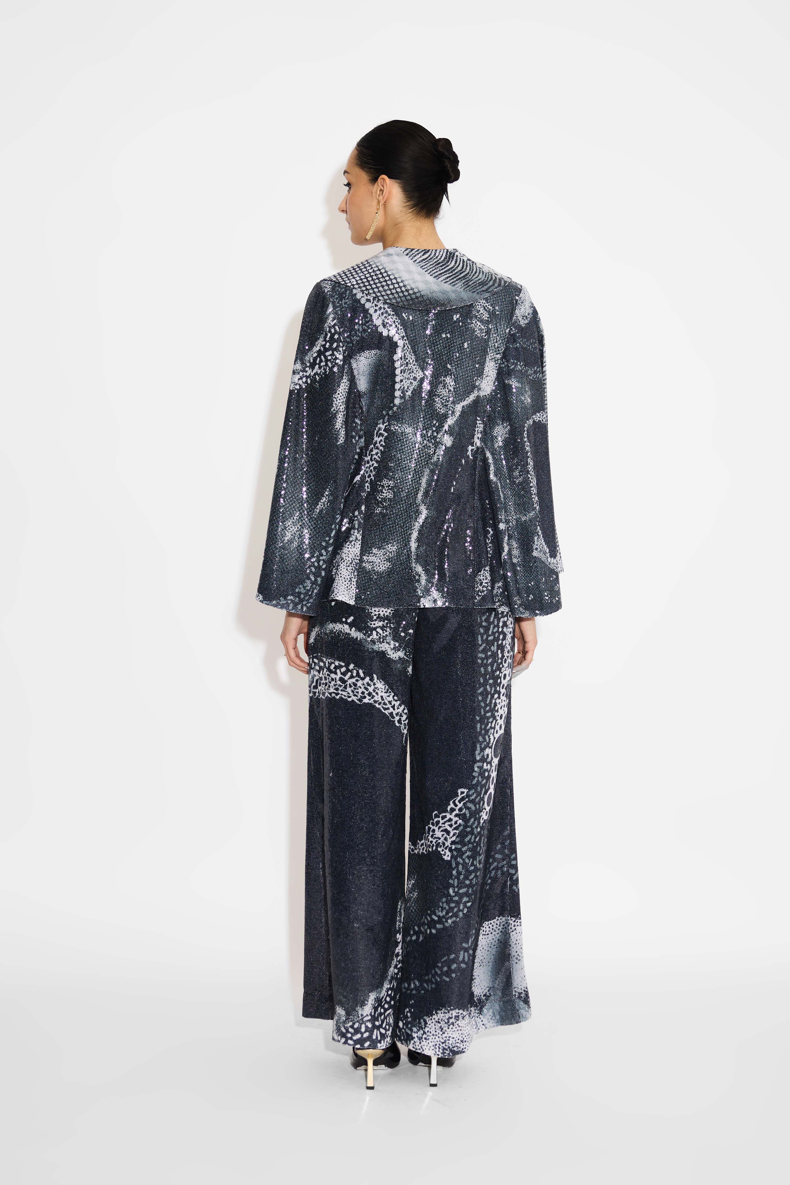 Black Amorprphous Sequins Pant