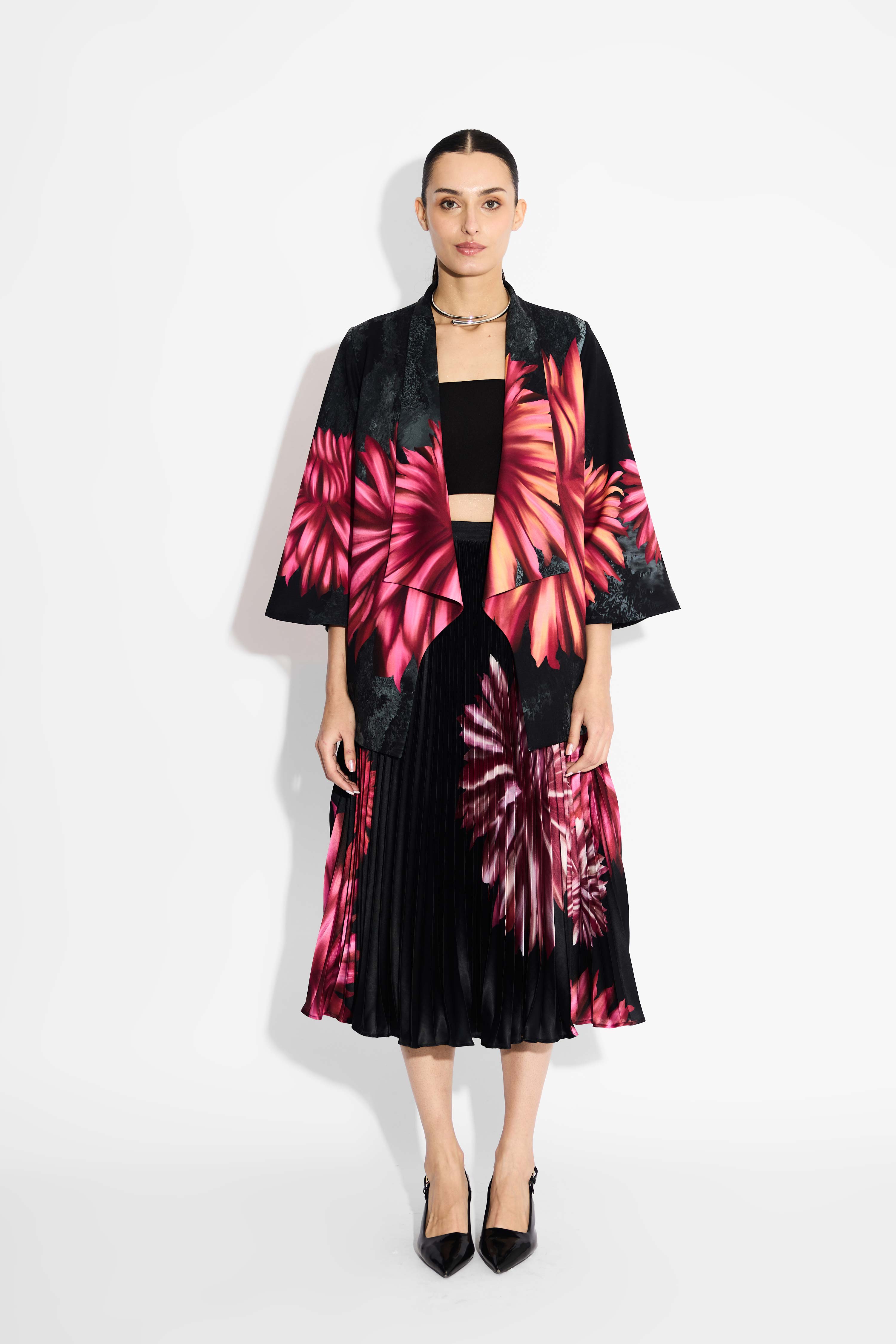 Floral Sunrise Pleated Skirt