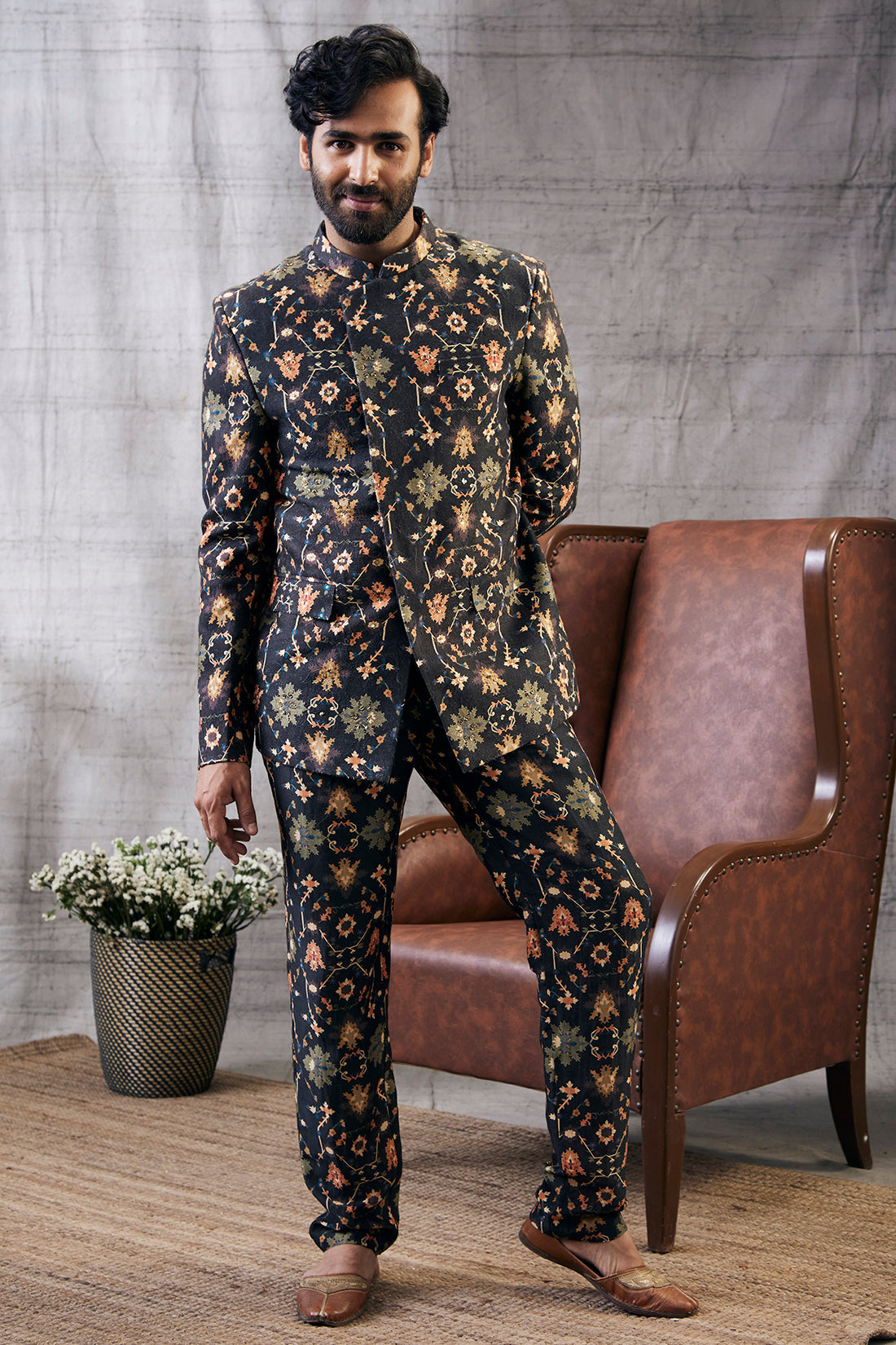 Image of Zahra Printed Bandhgala Set