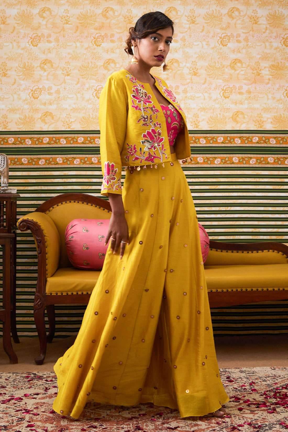 Image of Mehr Patchwork One-Shoulder Top With Pants