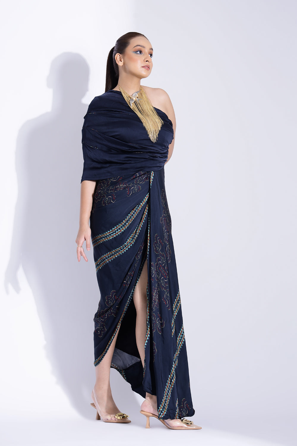 One- Shoulder Drape Gown - Auraya Fashion -  - #tag1# - #tag2# - #tag3# - #tag3#