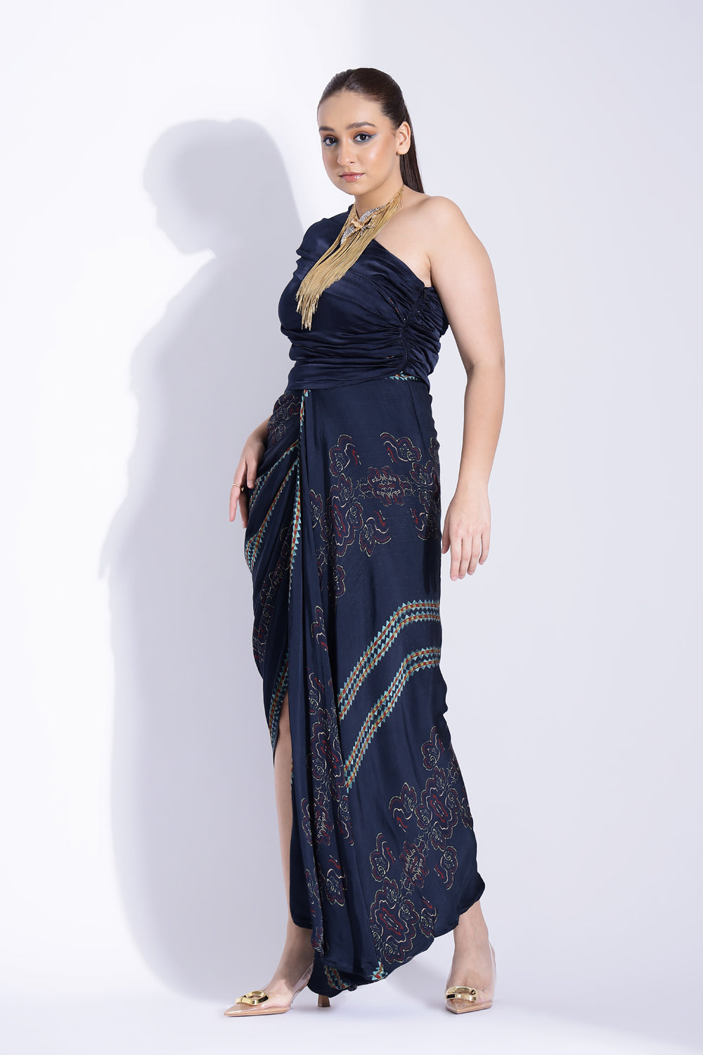 One- Shoulder Drape Gown - Auraya Fashion -  - #tag1# - #tag2# - #tag3# - #tag3#