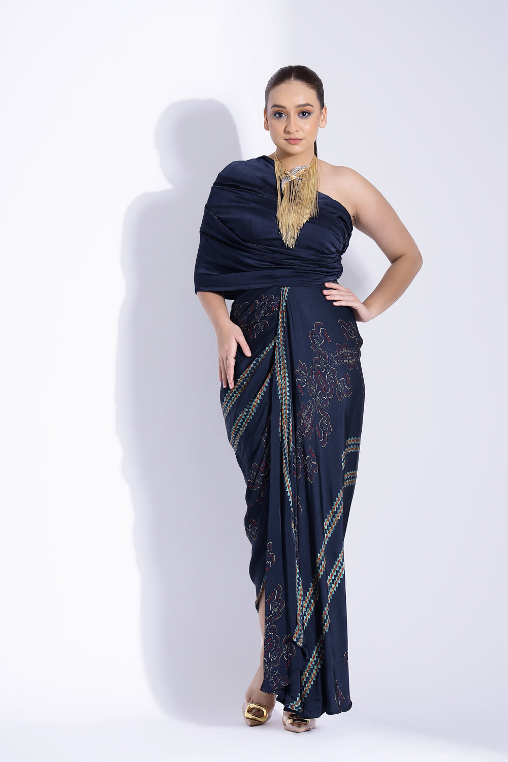 One- Shoulder Drape Gown - Auraya Fashion -  - #tag1# - #tag2# - #tag3# - #tag3#