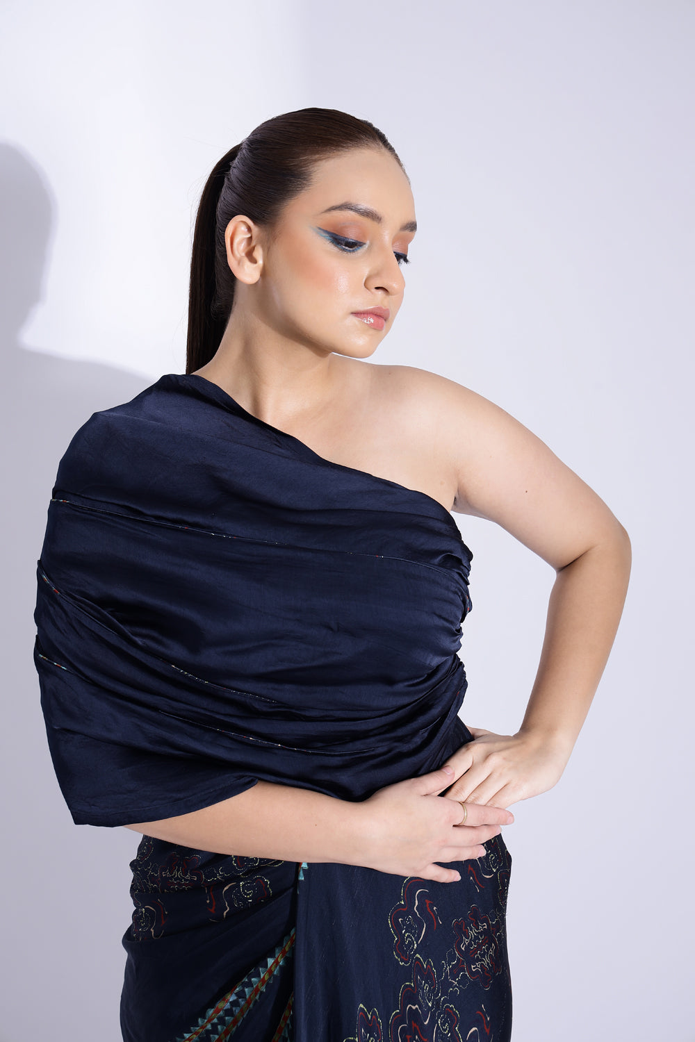One- Shoulder Drape Gown - Auraya Fashion -  - #tag1# - #tag2# - #tag3# - #tag3#