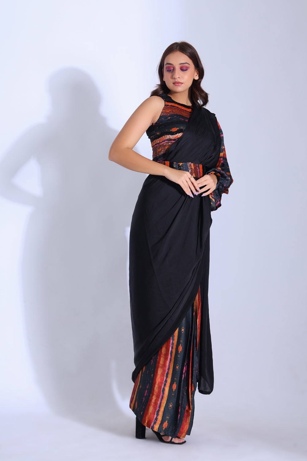 Saree With A Sleeve - Auraya Fashion -  - #tag1# - #tag2# - #tag3# - #tag3#