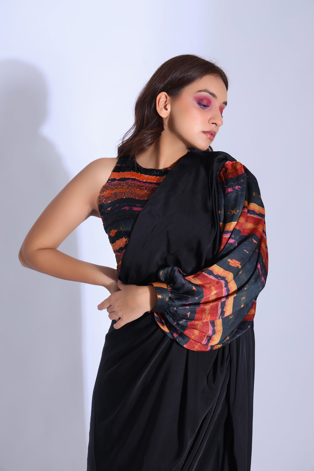 Saree With A Sleeve - Auraya Fashion -  - #tag1# - #tag2# - #tag3# - #tag3#