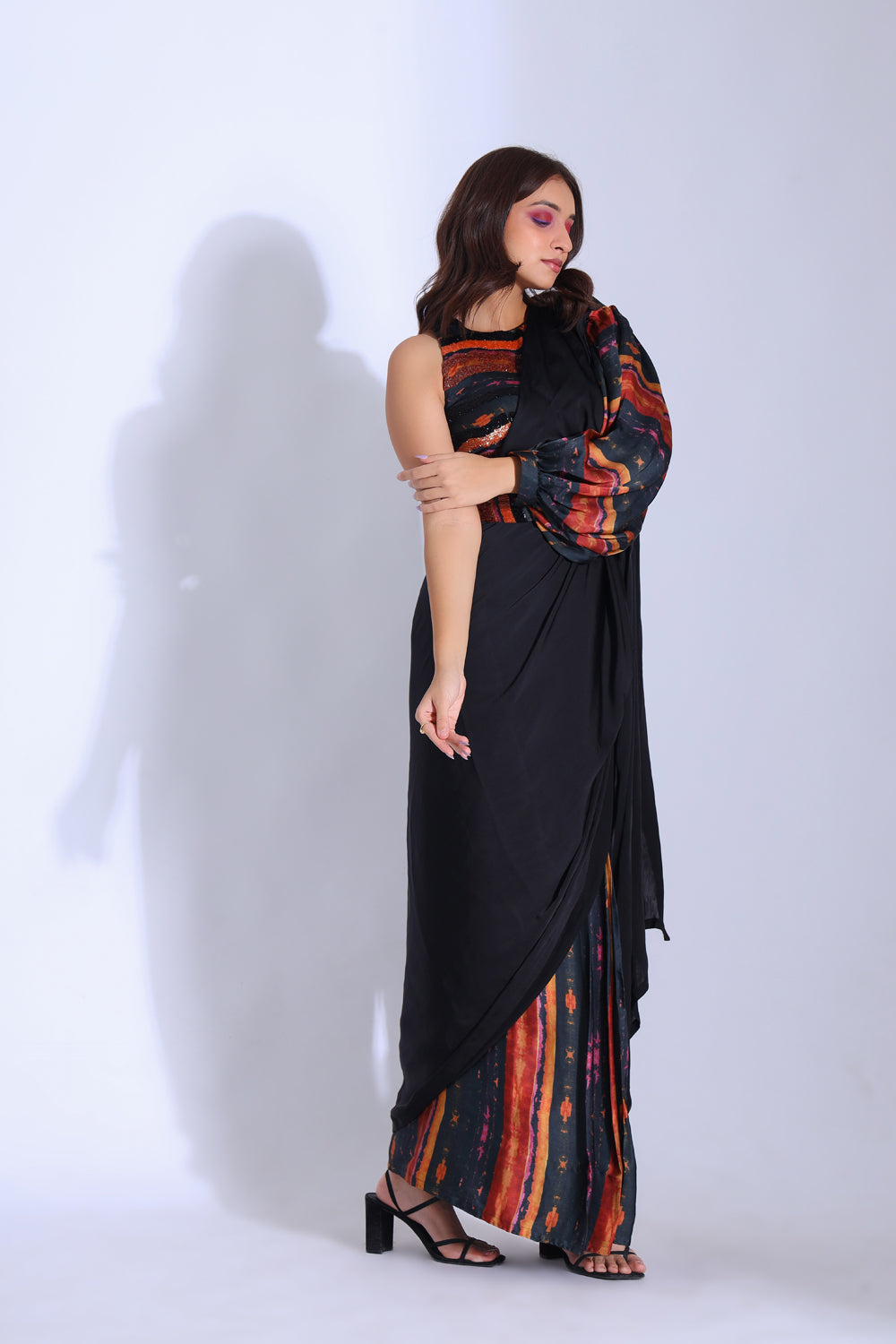 Saree With A Sleeve - Auraya Fashion -  - #tag1# - #tag2# - #tag3# - #tag3#