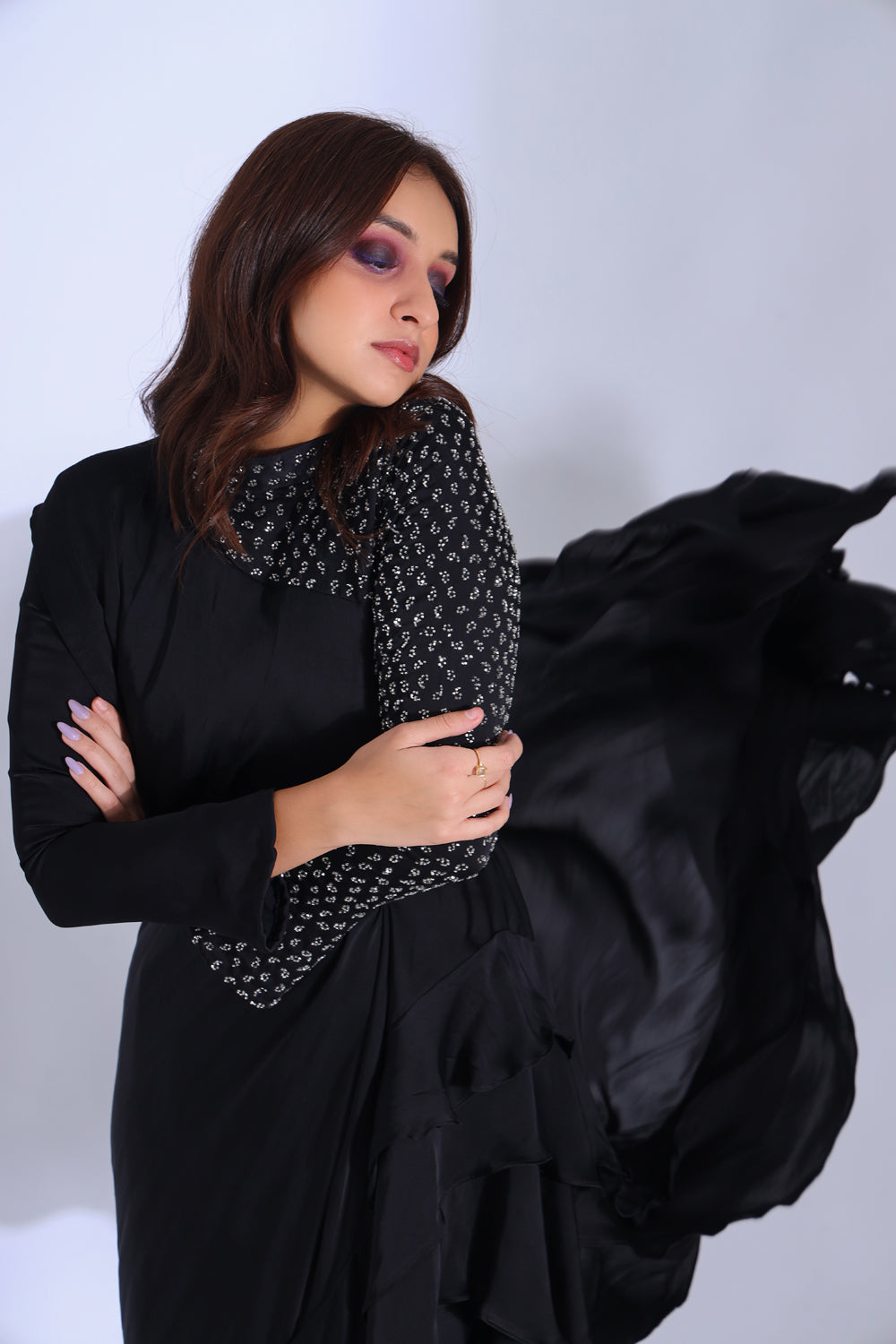 Saree With A Blouse Attached To The Pallu - Auraya Fashion -  - #tag1# - #tag2# - #tag3# - #tag3#