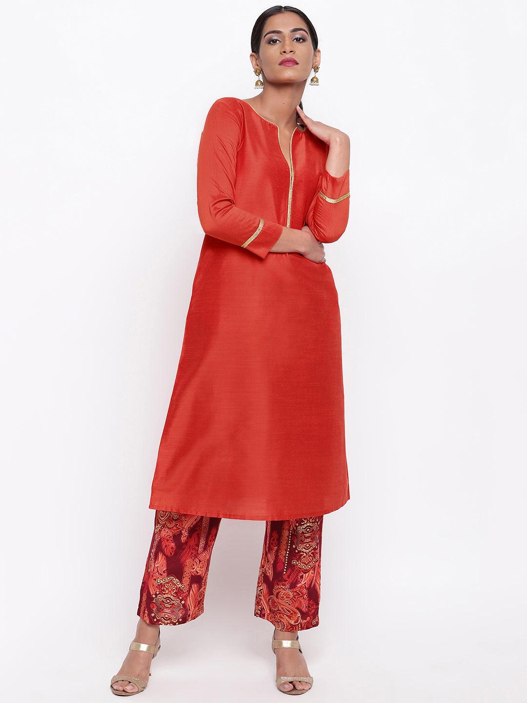 Orange Kurta Foil Pant - trueBrowns