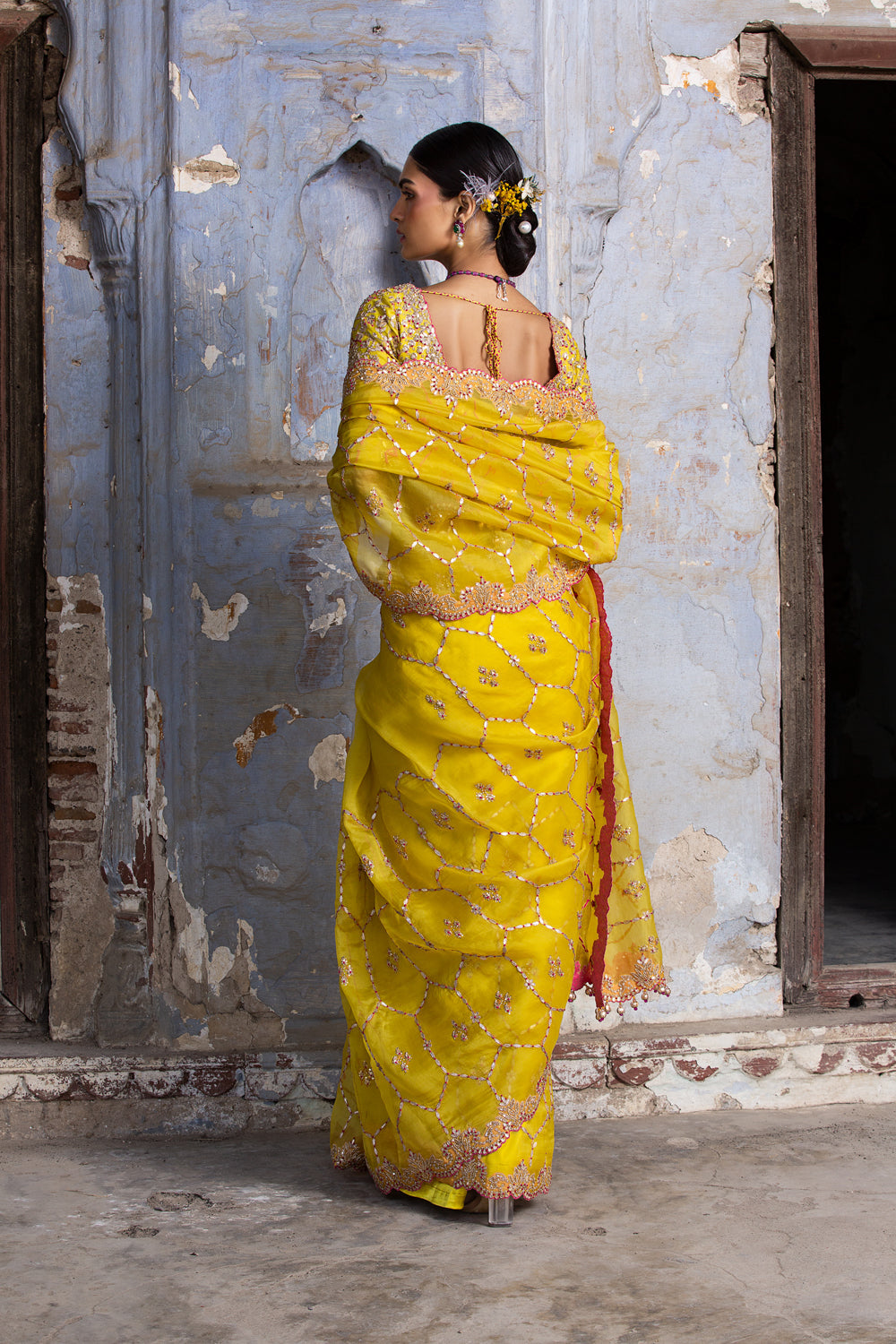 Yellow Organza Saree