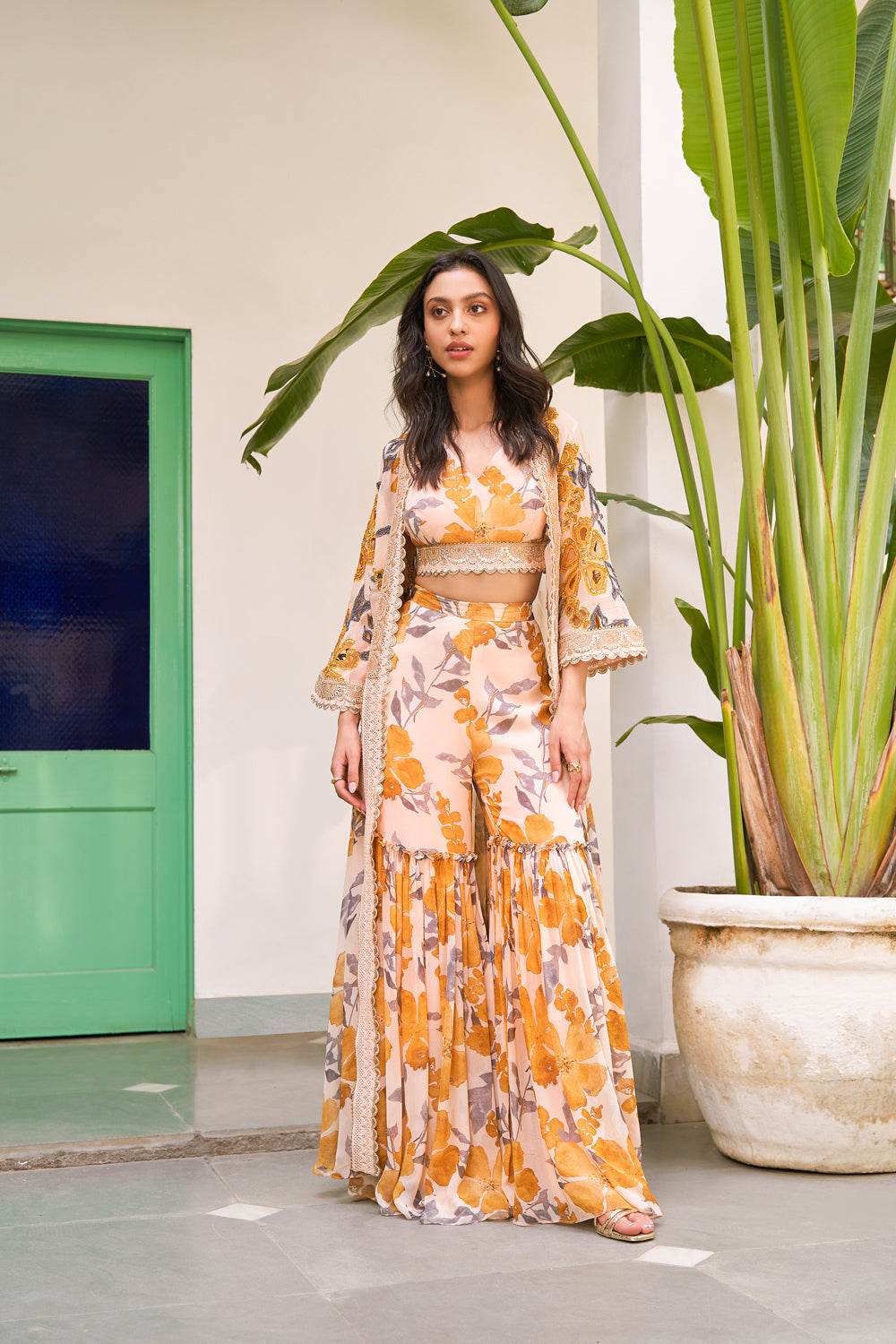 Azalea Sharara Set With Overlay - Auraya Fashion - Varun Bahl - #tag1# - #tag2# - #tag3# - #tag3#