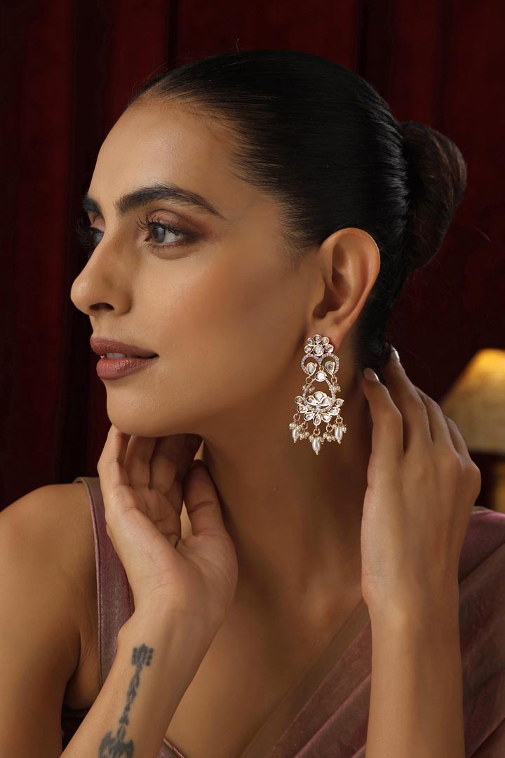 Gold Polki Dangler Earrings