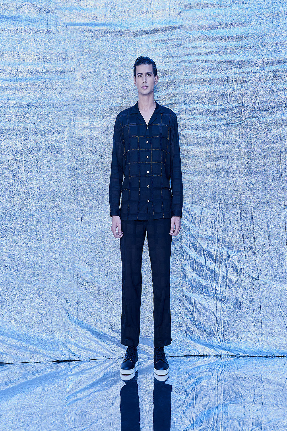 Window Pane Embroided Shirt