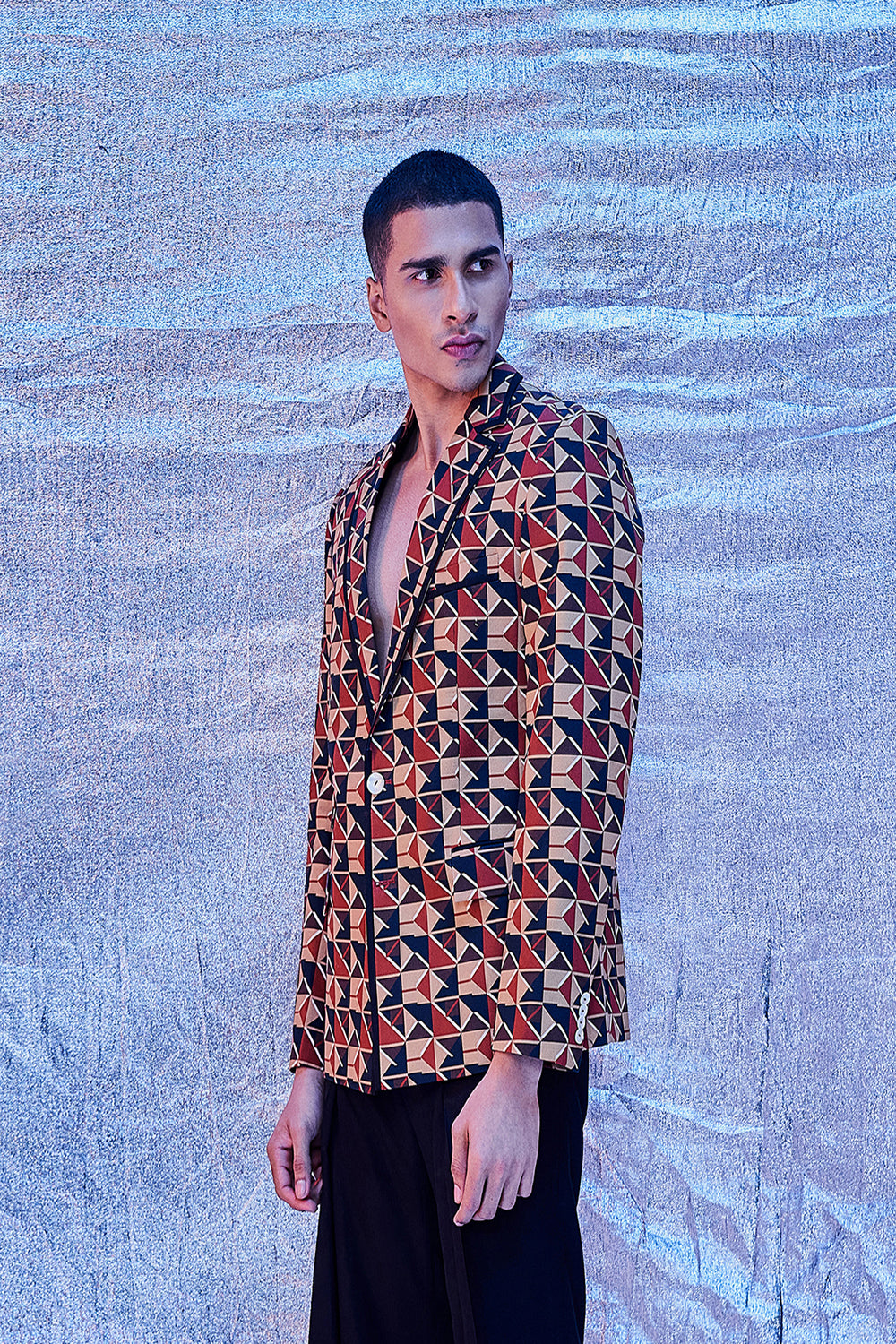Geo Print Blazer - Auraya Fashion -  - #tag1# - #tag2# - #tag3# - #tag3#