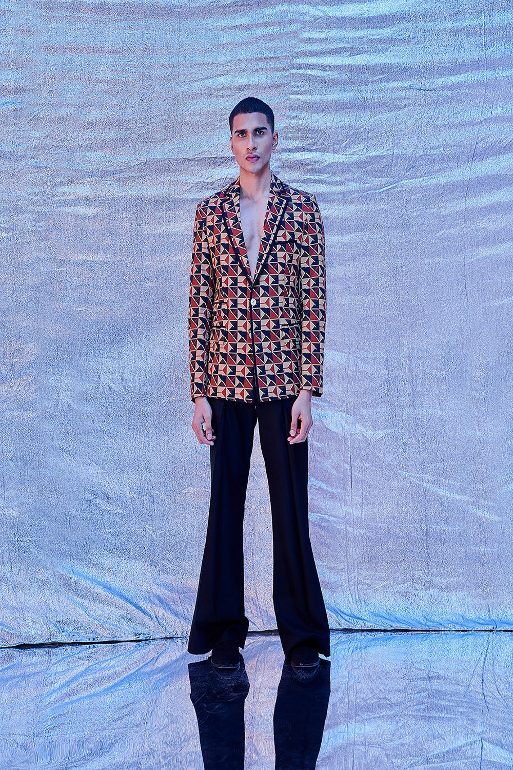 Geo Print Blazer - Auraya Fashion -  - #tag1# - #tag2# - #tag3# - #tag3#